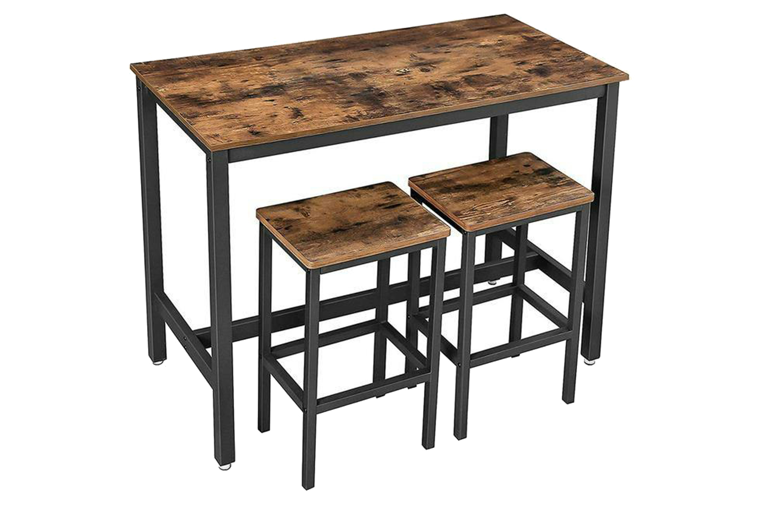 Vasagle Bar Table Set | Bar Table And Stools | Rustic Brown And Black | 120 X 60 X 90 Cm