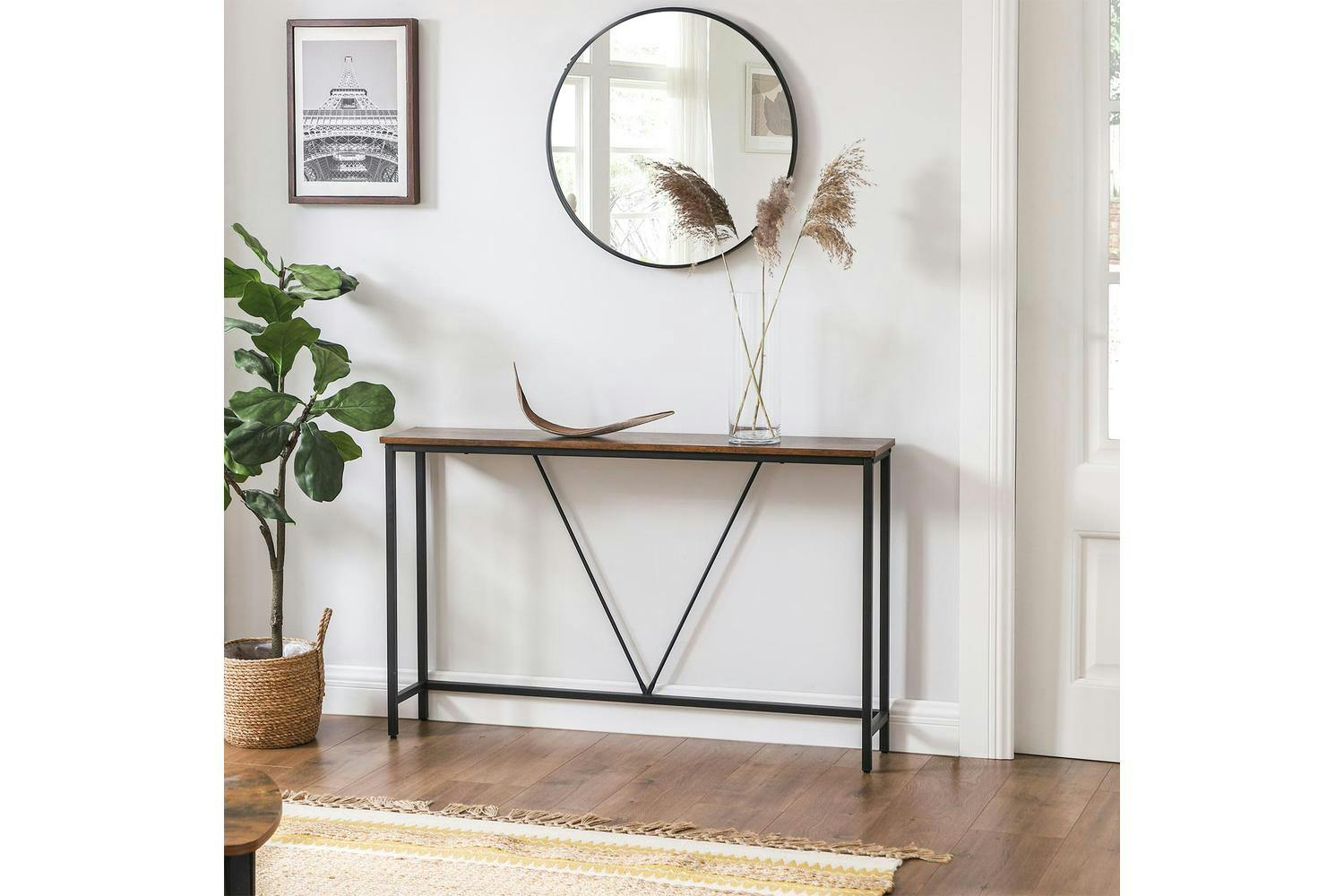 Console Sofa Table | Console Table | Veneered Particleboard And Steel | 120 X 23 X 74 Cm