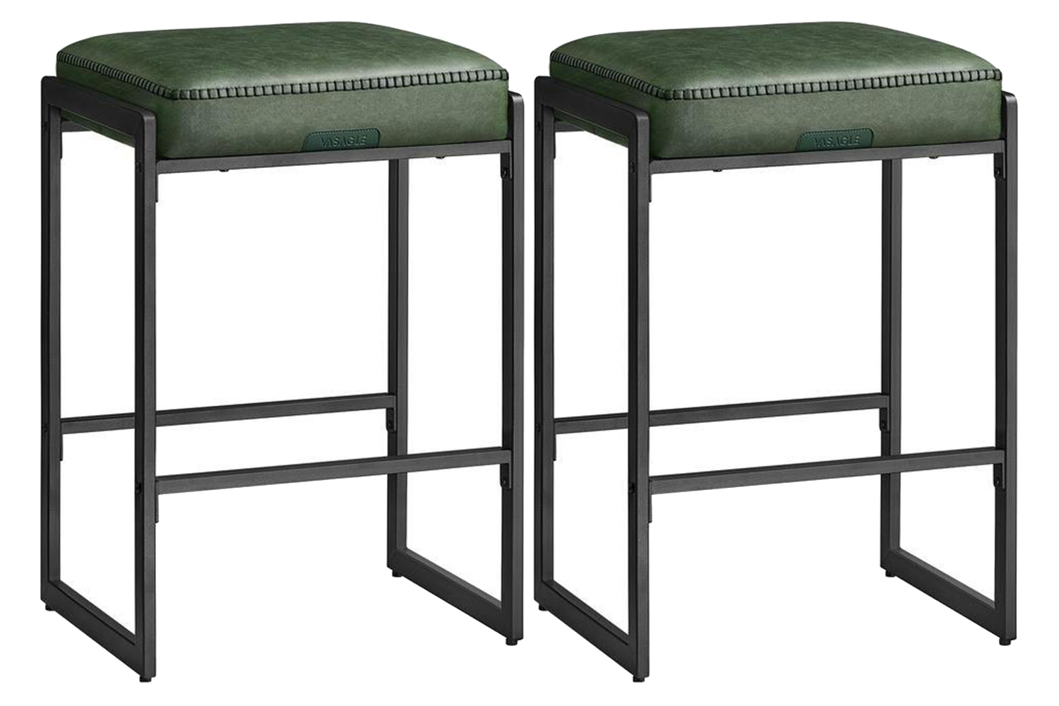 Vasagle Bar Stools | Synthetic Leather | Forest Green | Set Of 2