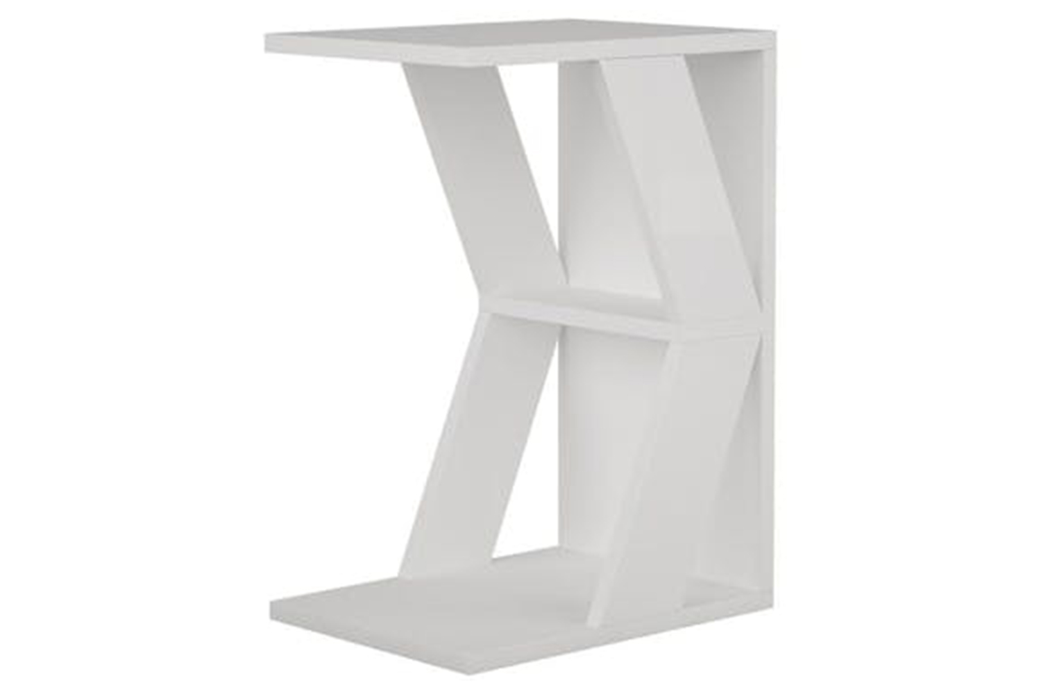 Decortie Naze Modern C-shaped Side Table | Side Table | Engineered Wood | White | 57cm