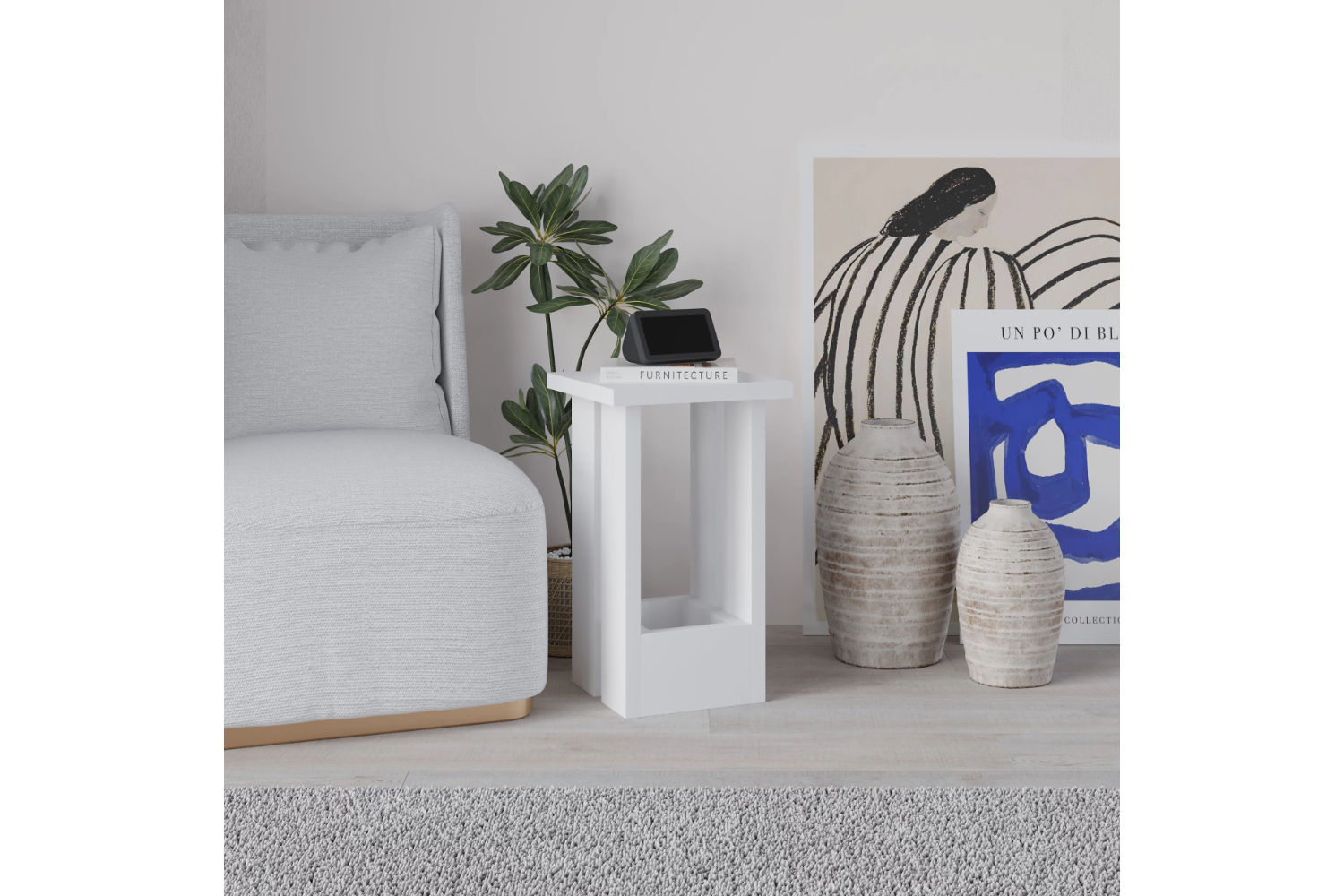 Decortie Tasos Side Table White | Side Table | Engineered Wood | 30x30x50.5cm