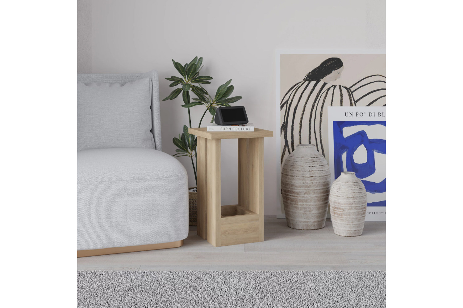 Decortie Tasos Side Table Oak | Side Table | Engineered Wood | 30x30x50.5cm