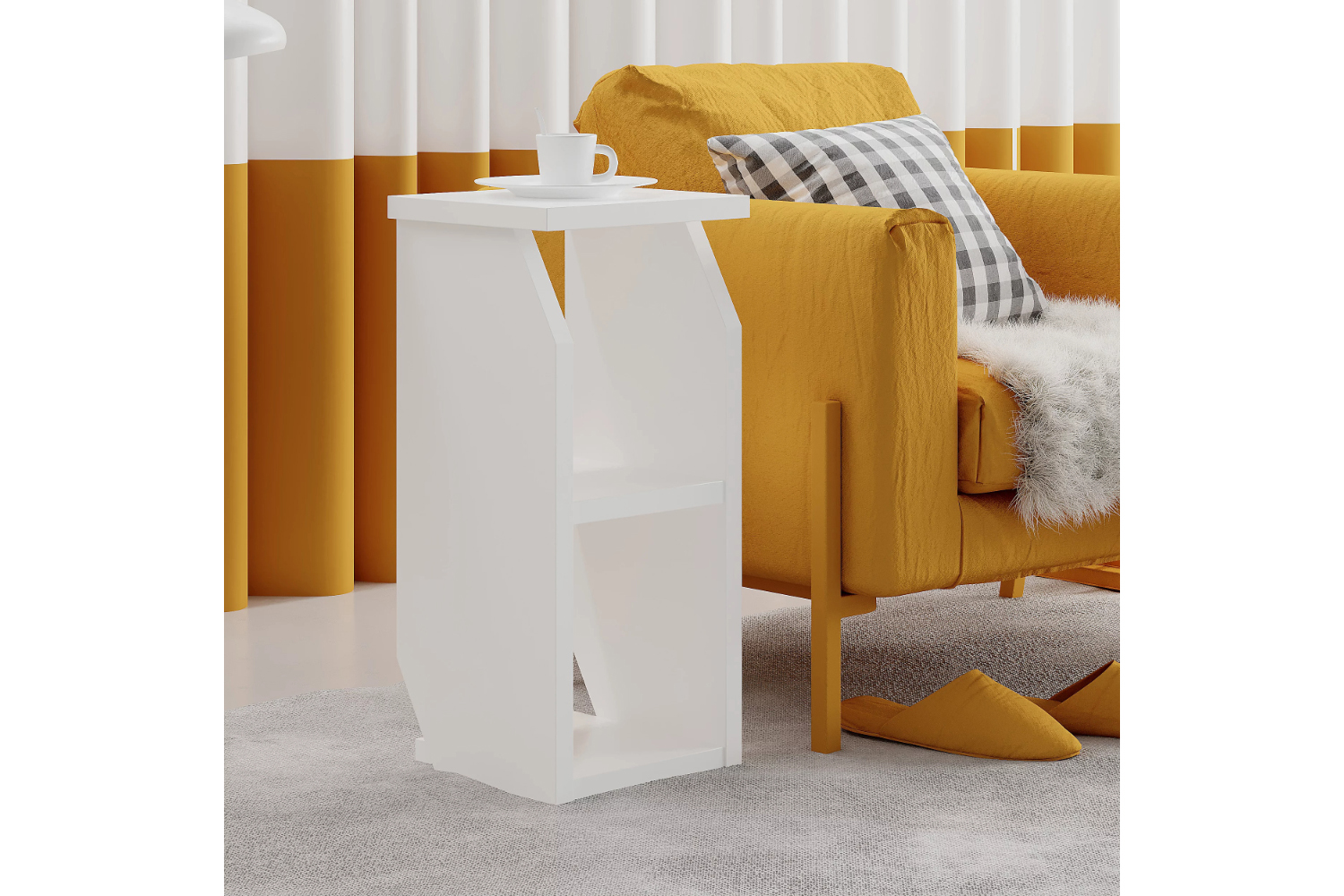 Decortie Tena Side Table | Modern Design | Engineered Wood | White