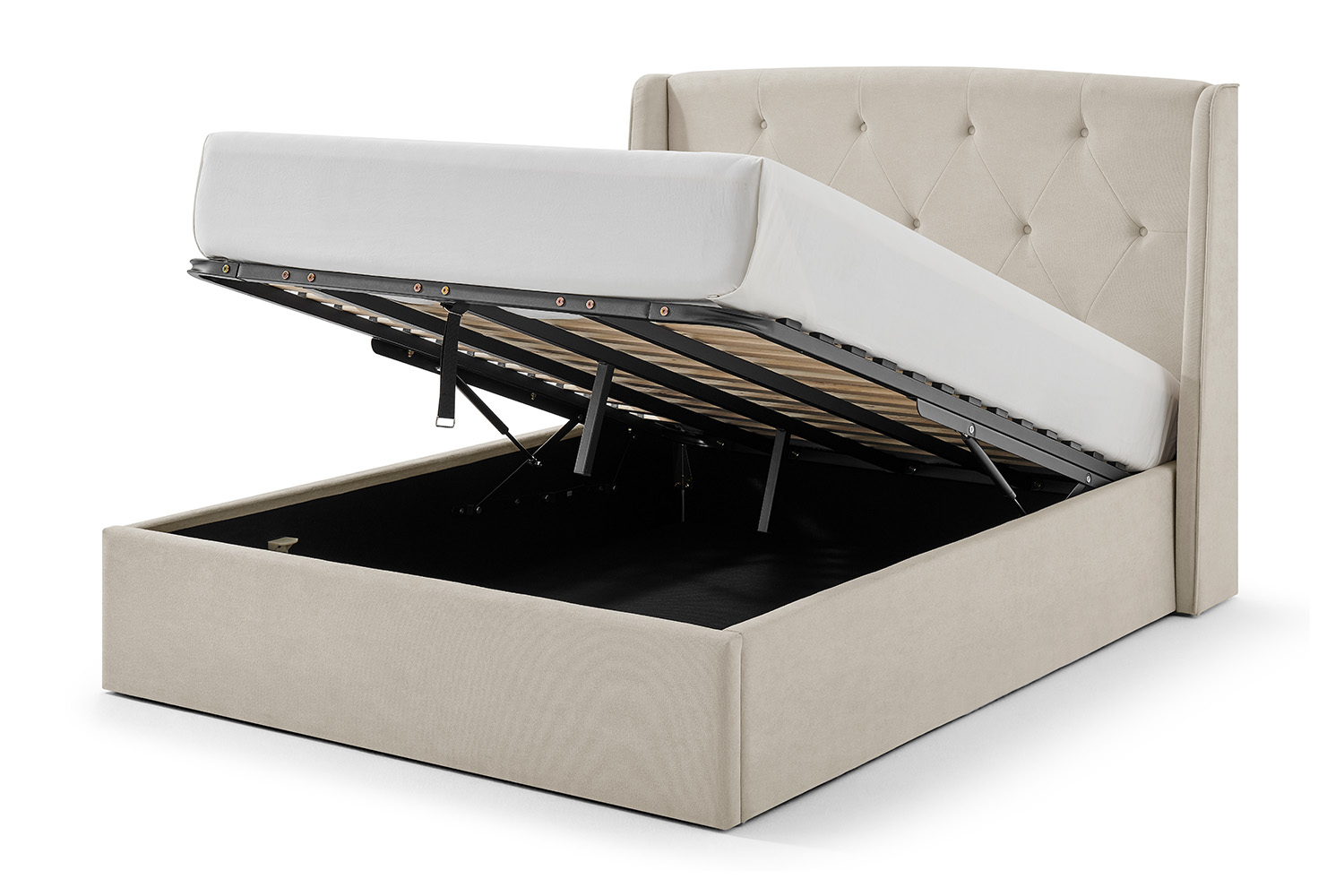 Emilia Winged Ottoman Bed Frame | King | 5ft | Natural