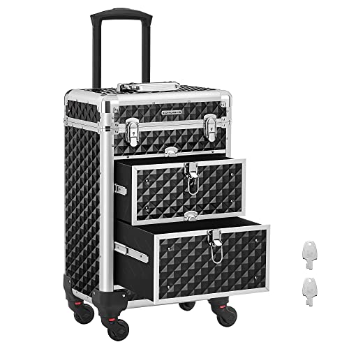 Songmics  JHZ08BK Lockable Makeup Case Rolling Trolley [Ex-Display - DS250377-000738]