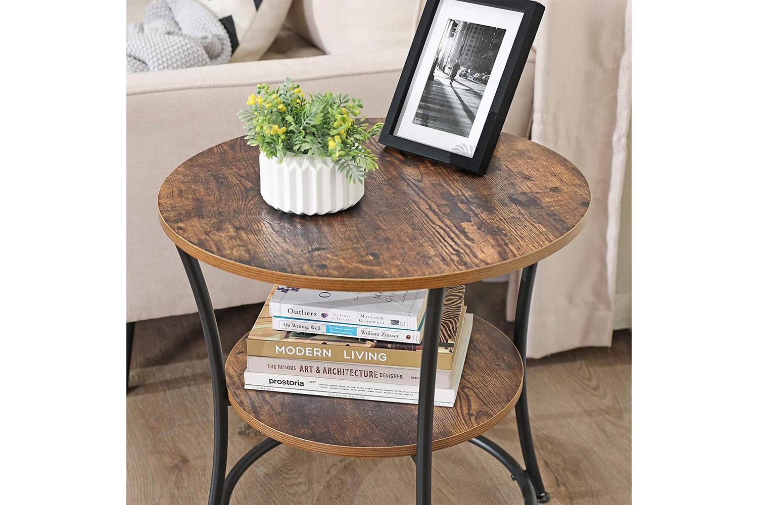 Vasagle Side Table | Rustic Brown | Particleboard And Metal | 55 X 55 Cm