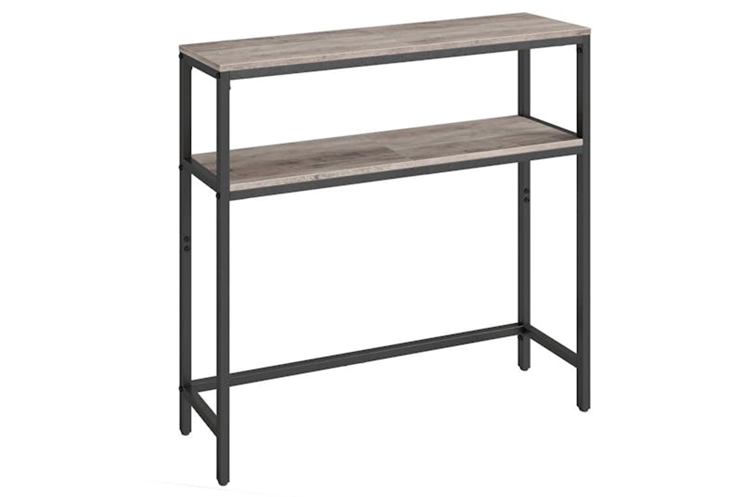 Vasagle Console Table | Modern Black Frame | Heather Greige Shelves | 80cm
