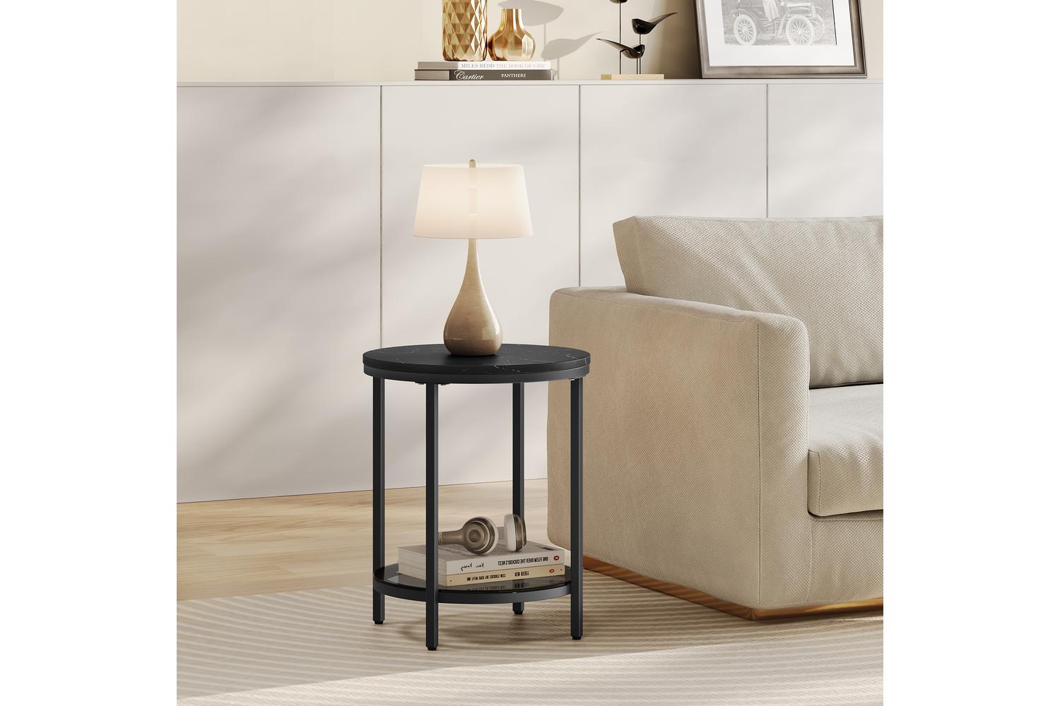 Side Table | Side Table | Marble Black-ink Black | 45 X 55 Cm