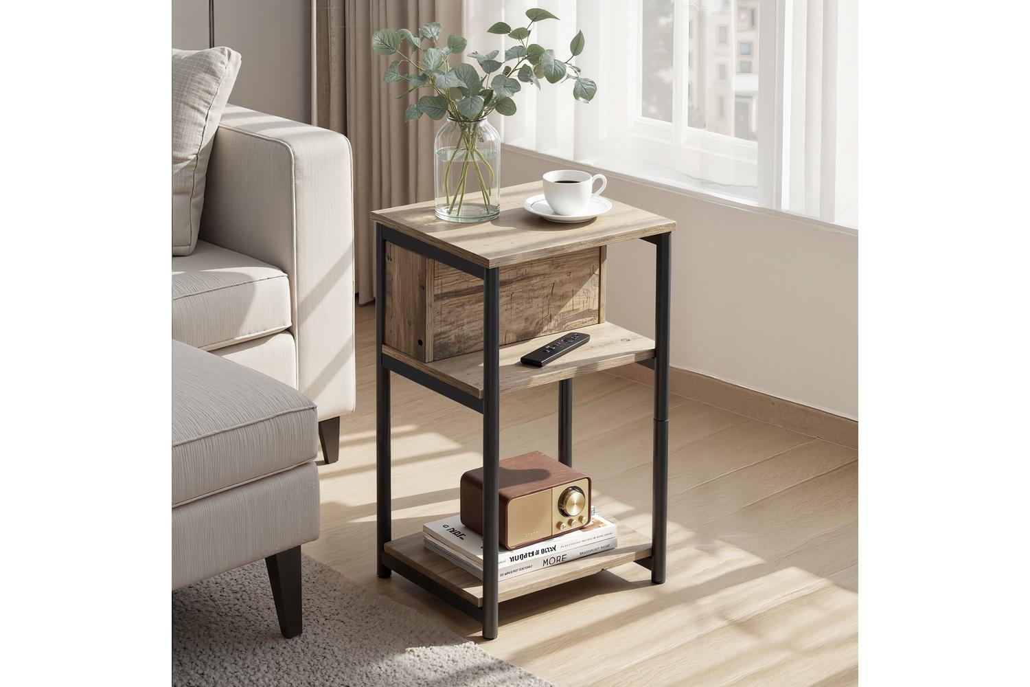 Vasagle End Table | Side Table | Particleboard And Steel | 30 X 34 X 58 Cm