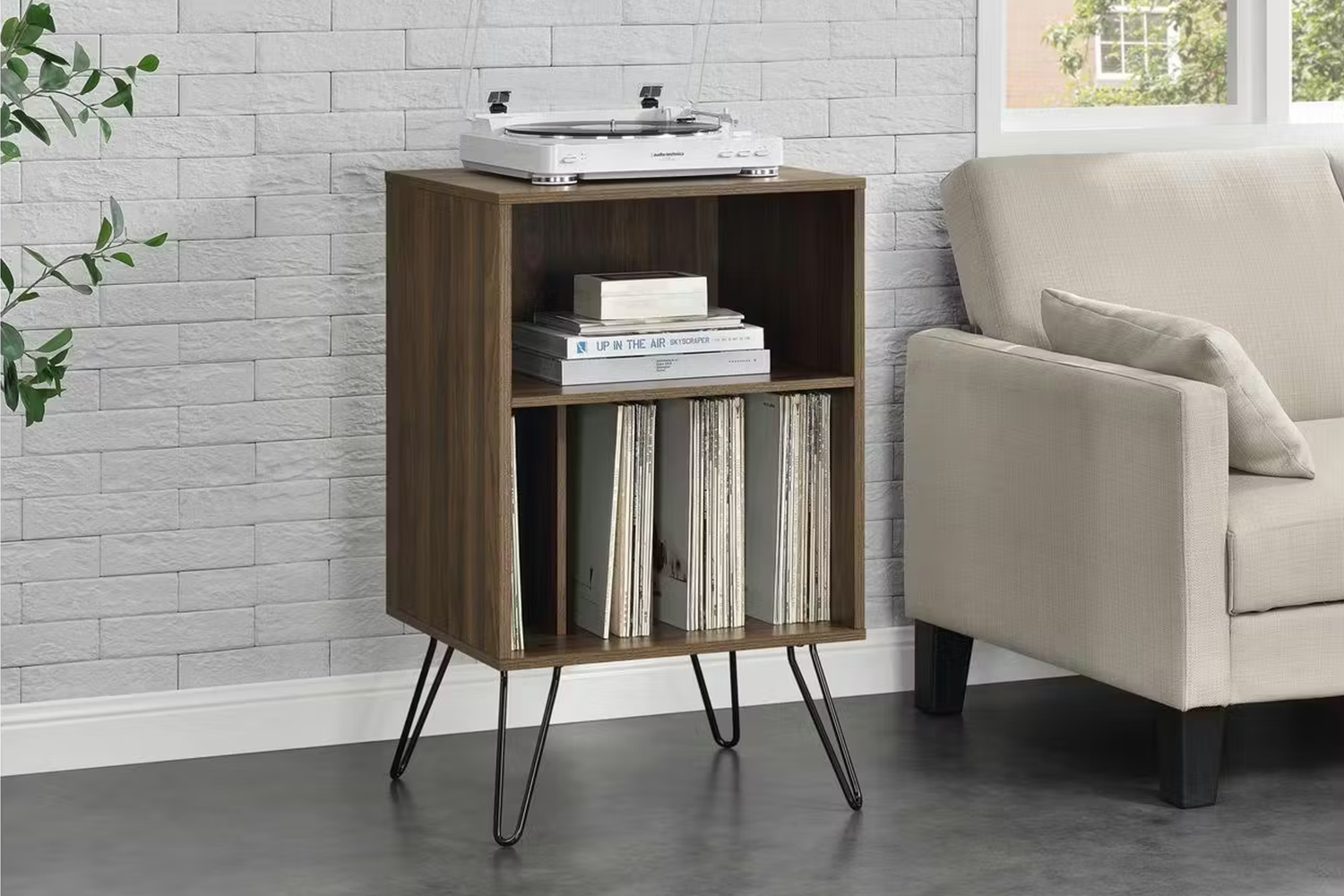 Dorel Concord Turntable Stand | Brown Walnut