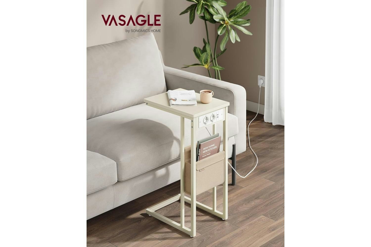 Vasagle End Table | Side Table | Wood Chipboard And Steel | 30 X 40 X 62 Cm