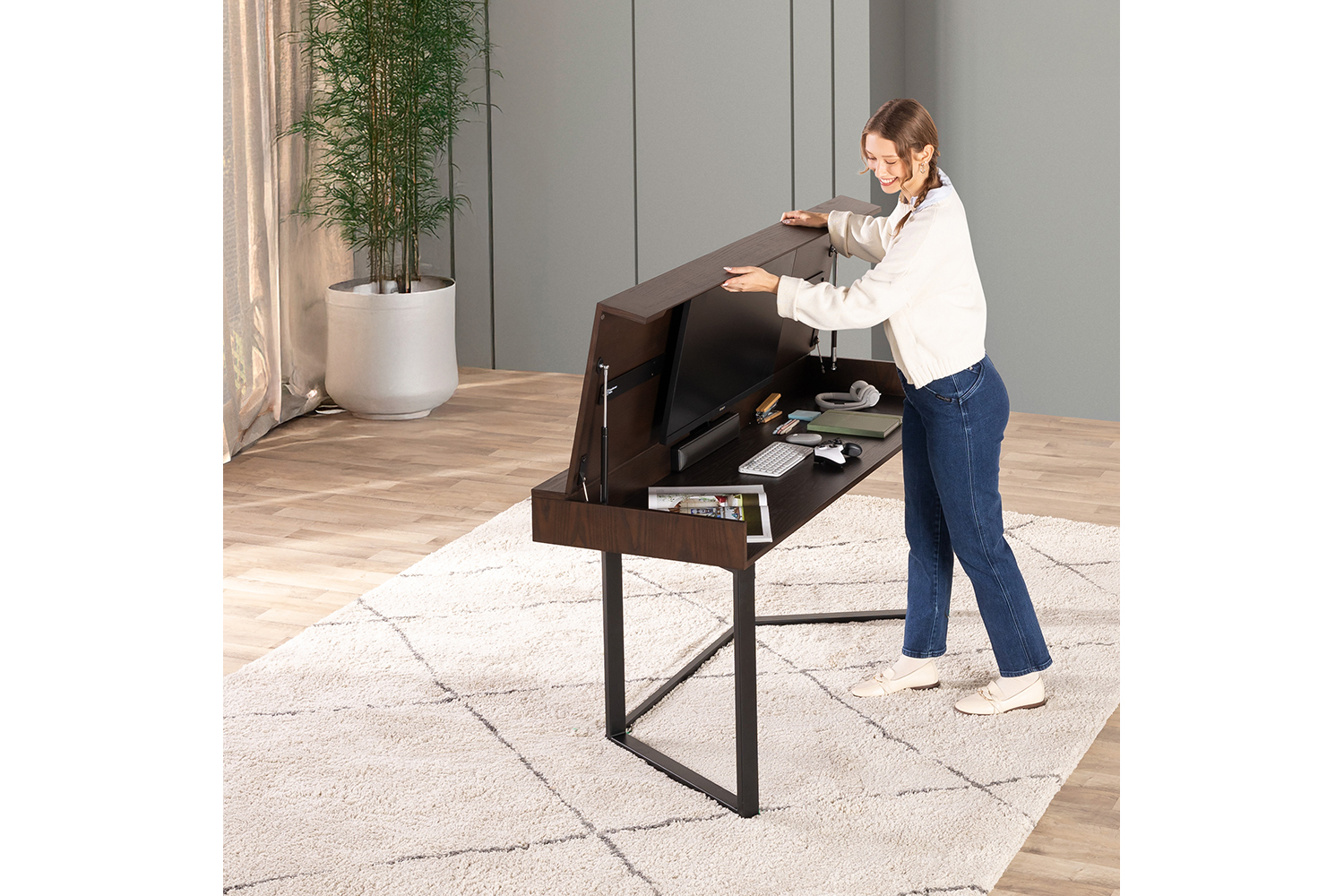 Transformer Table to Desk | Dark Walnut/Black
