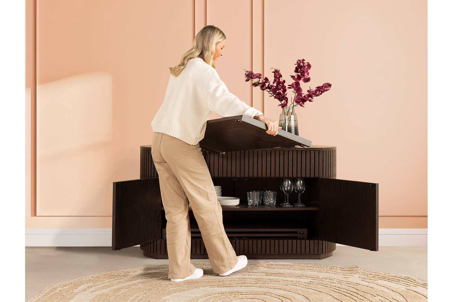 Transformer Round Sideboard | Dark Walnut