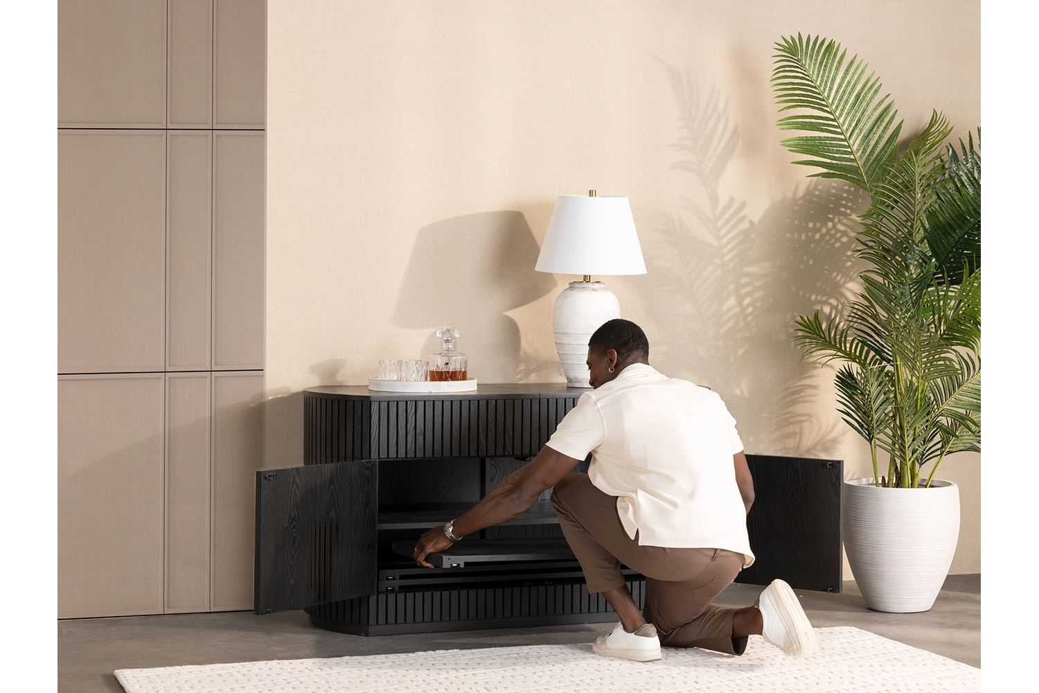 Transformer Round Sideboard | Smoked Hickory