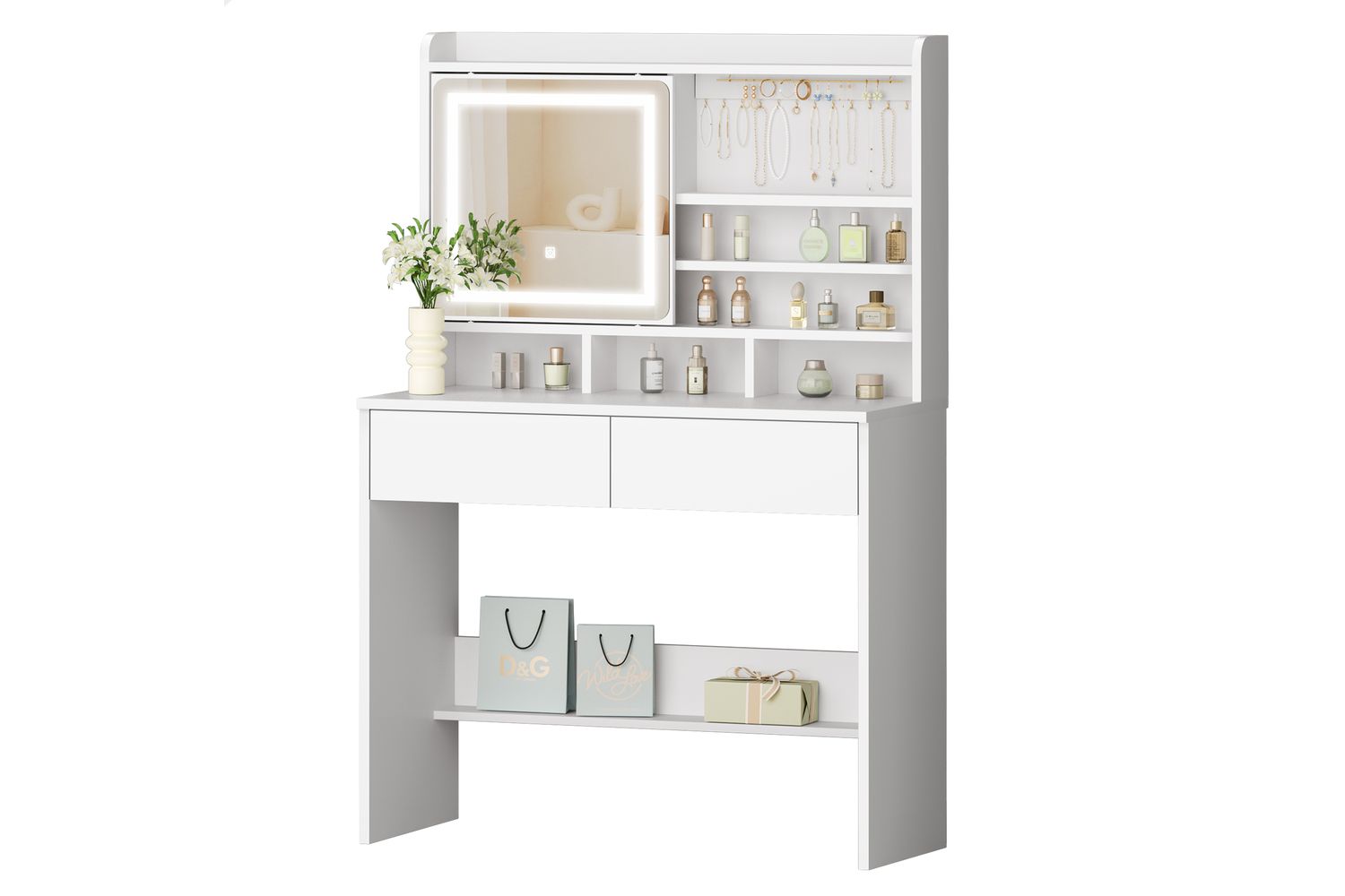 Alfordson Makeup Vanity Desk With Mirror | Vanity Table | White | 90cm [Ex-Display - DS250721-000017]