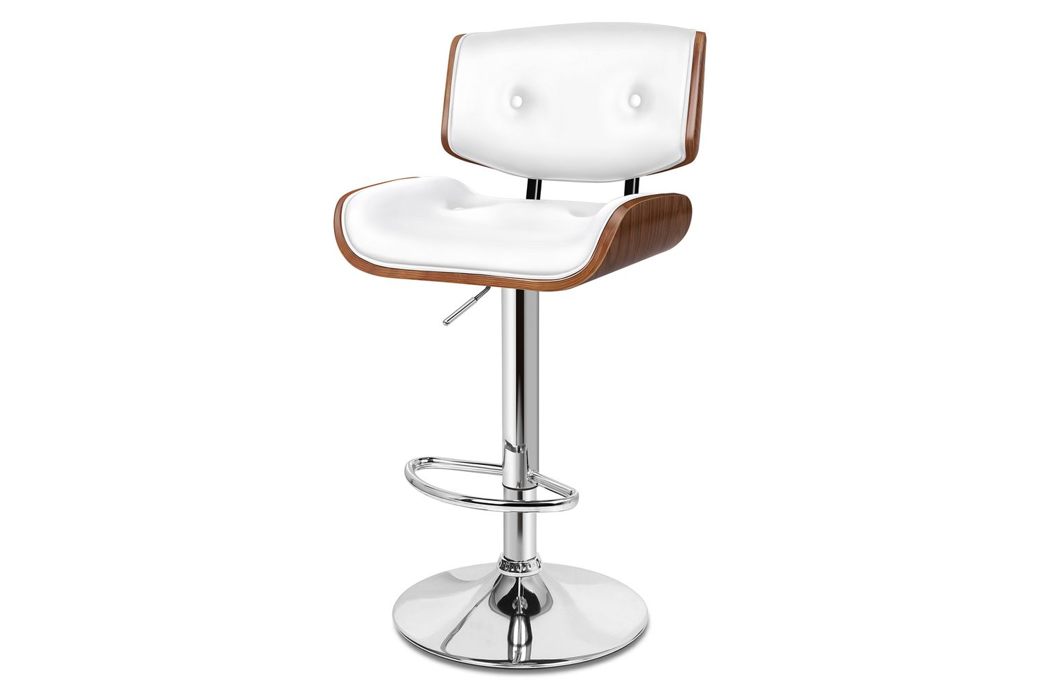 Alfordson Bar Stool | Wooden | PU Leather | Height Adjustable | White