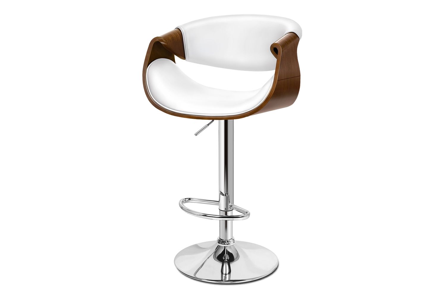 Alfordson Breakfast Bar Stool | 360 Swivel | Wooden & PU Leather | Height Adjustable | White
