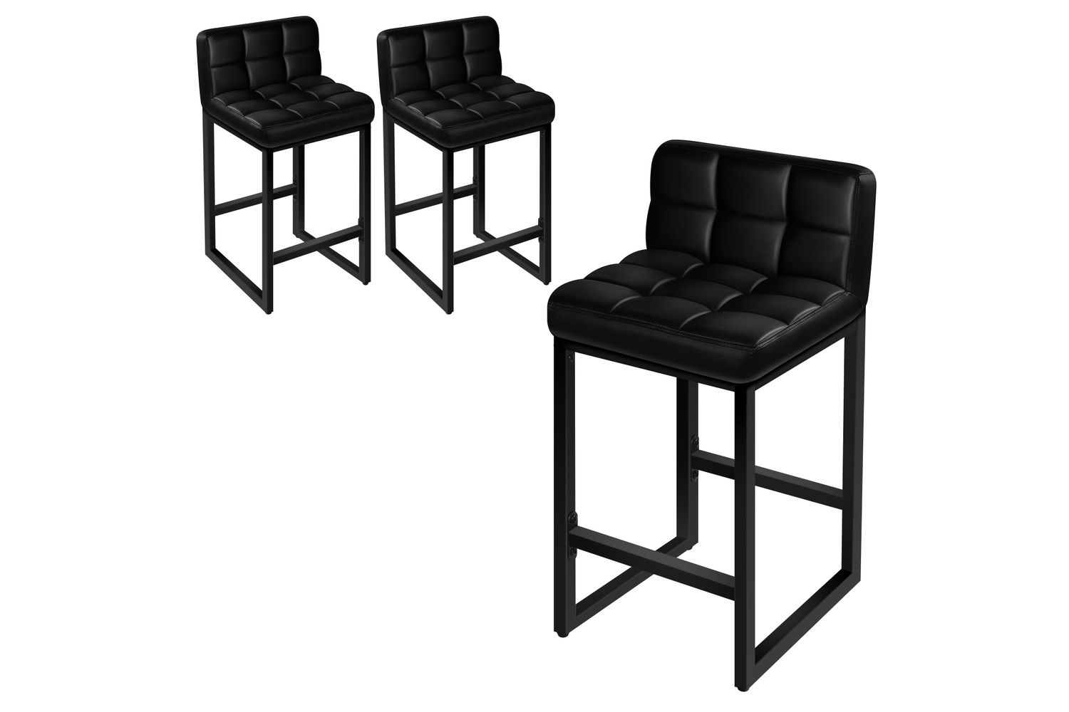 Alfordson Bar Stools Set of 3 | Counter Height | Faux Leather