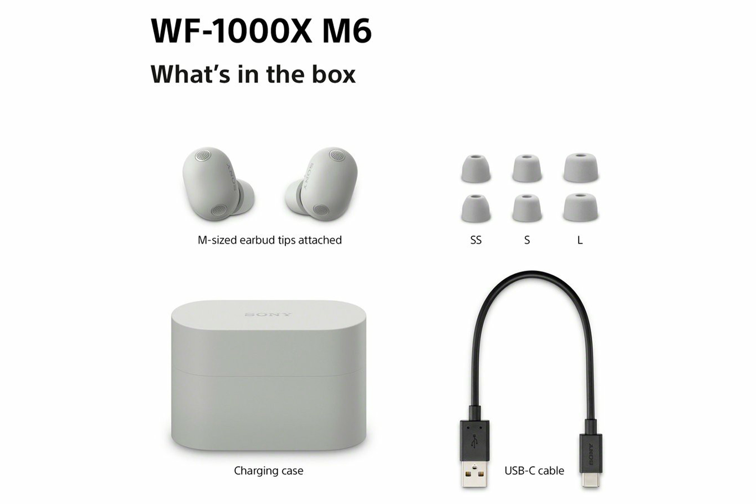 Sony XM6 True Wireless Active Noise Cancelling Earbuds | Silver