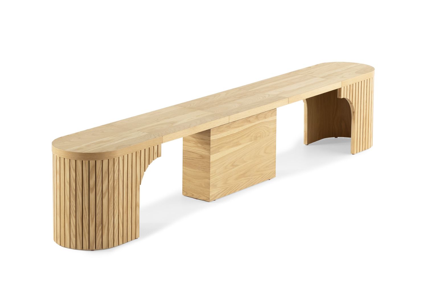Transformer Round Bench | Scandinavian Oak | Including 3 Extension Panels