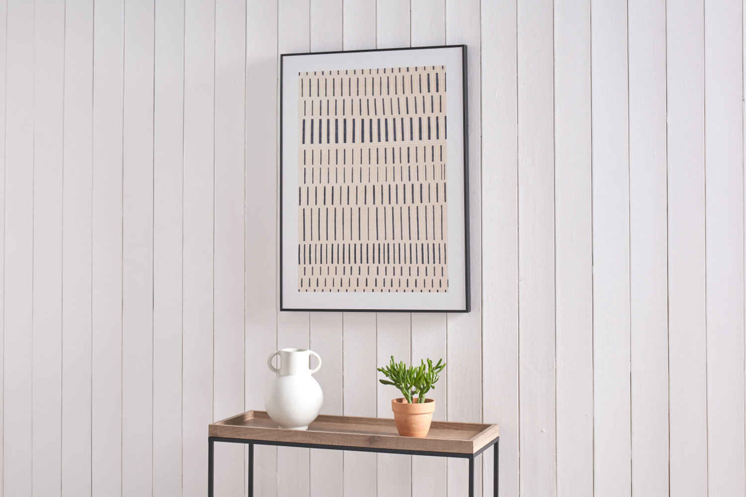 Black Pattern Framed Canvas Printing | Beige/Black | 80 x 60 cm