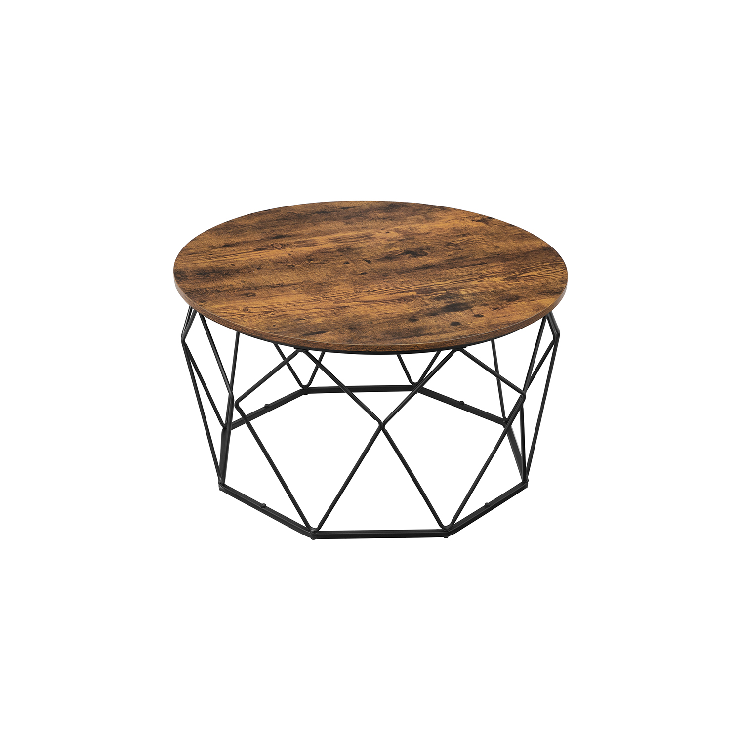 Vasagle Round Coffee Table | Rustic Brown/Black [Ex-Display - DC250587-000056]