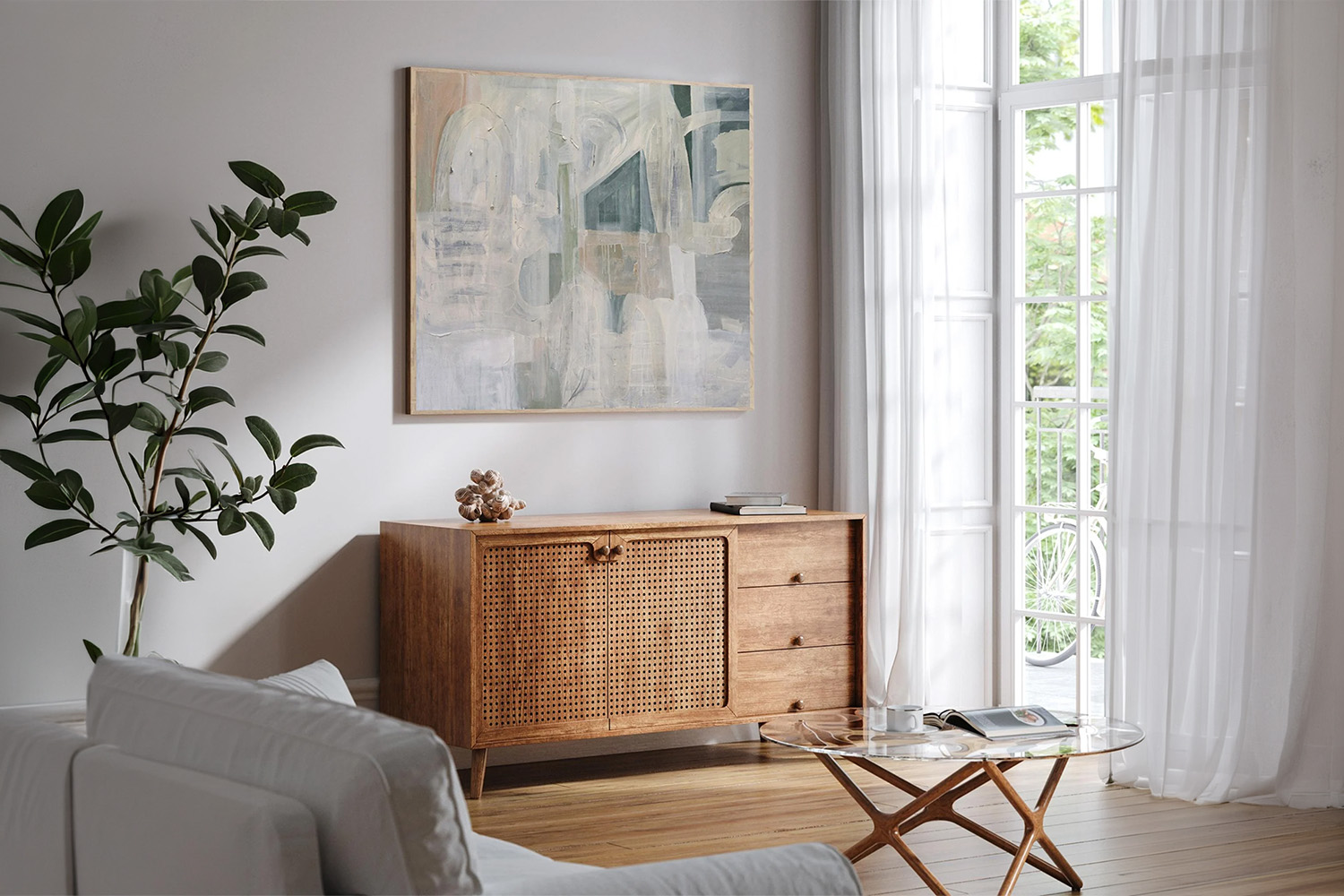 Halbert Framed Canvas - Edward View | Blue/Natural | 122 x 122 cm