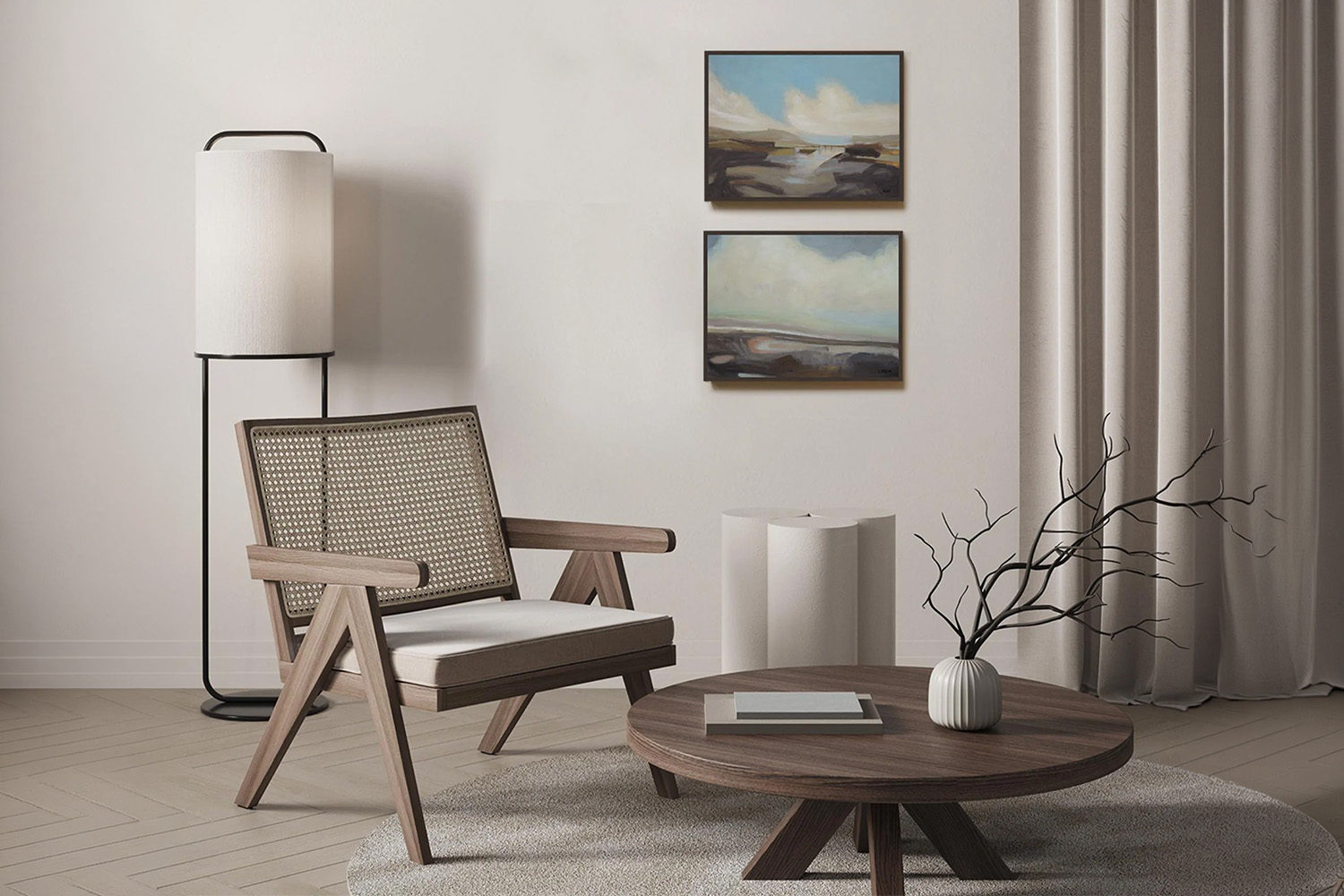 Inver 1 Framed Canvas Painting - Charlene Lynch | Green/Blue | 61 x 46 cm | Set of 2