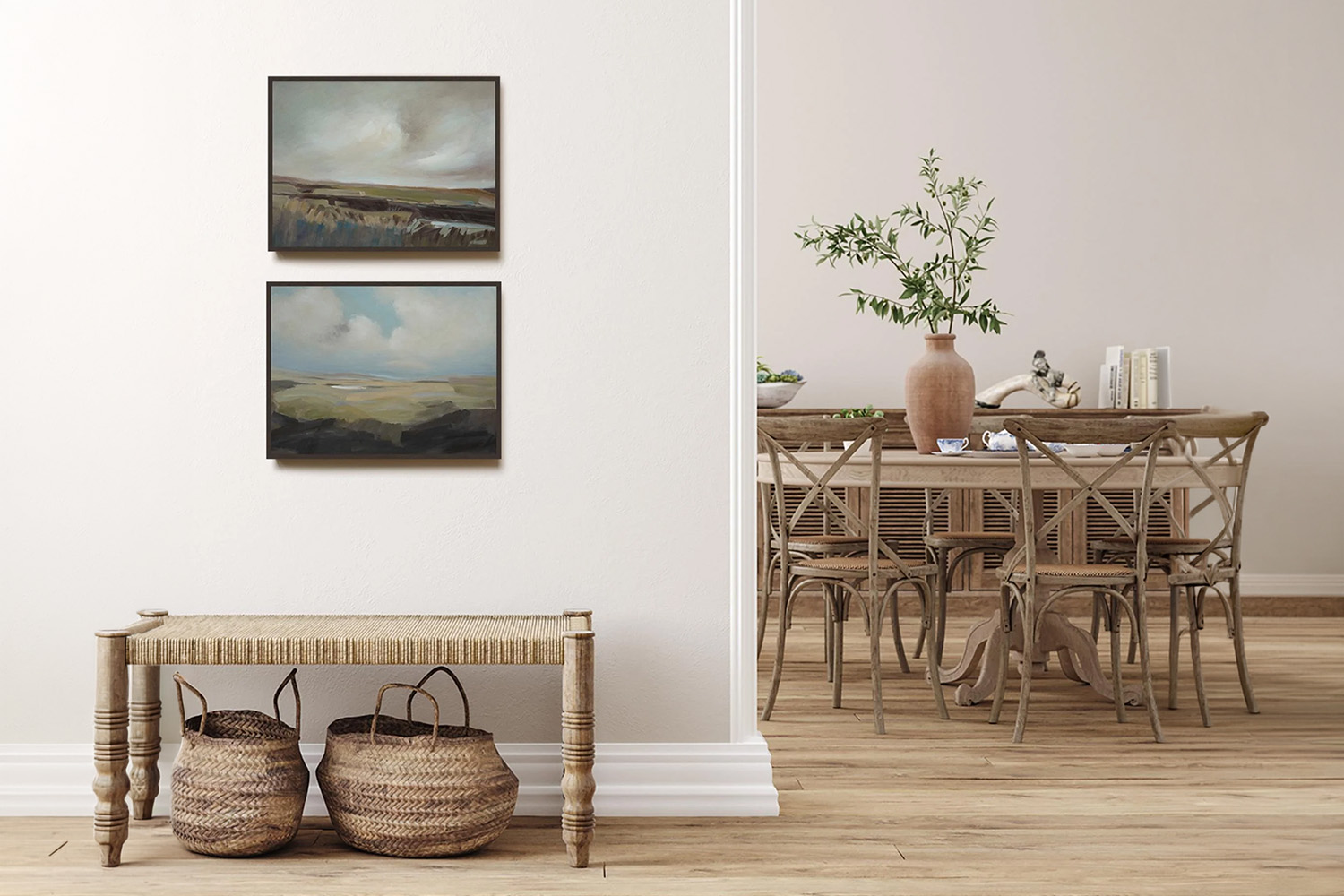 Inver 2 Framed Canvas Painting - Charlene Lynch | Green/Blue | 61 x 46 cm | Set of 2