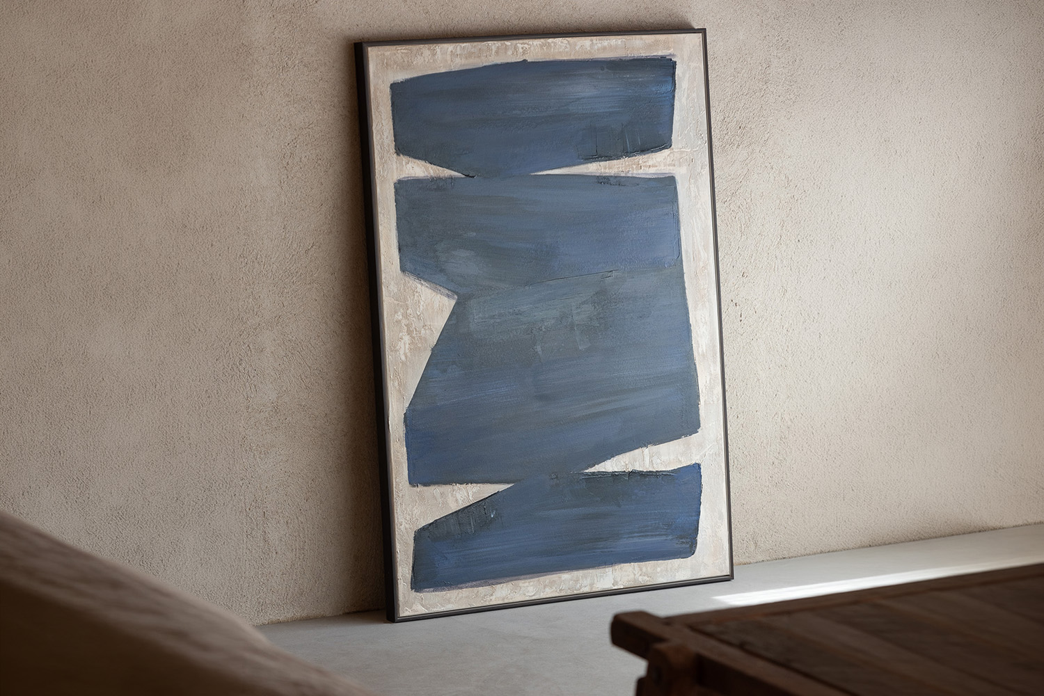 Pog Framed Print Canvas | Black/Beige | 122.5 x 82.5 cm