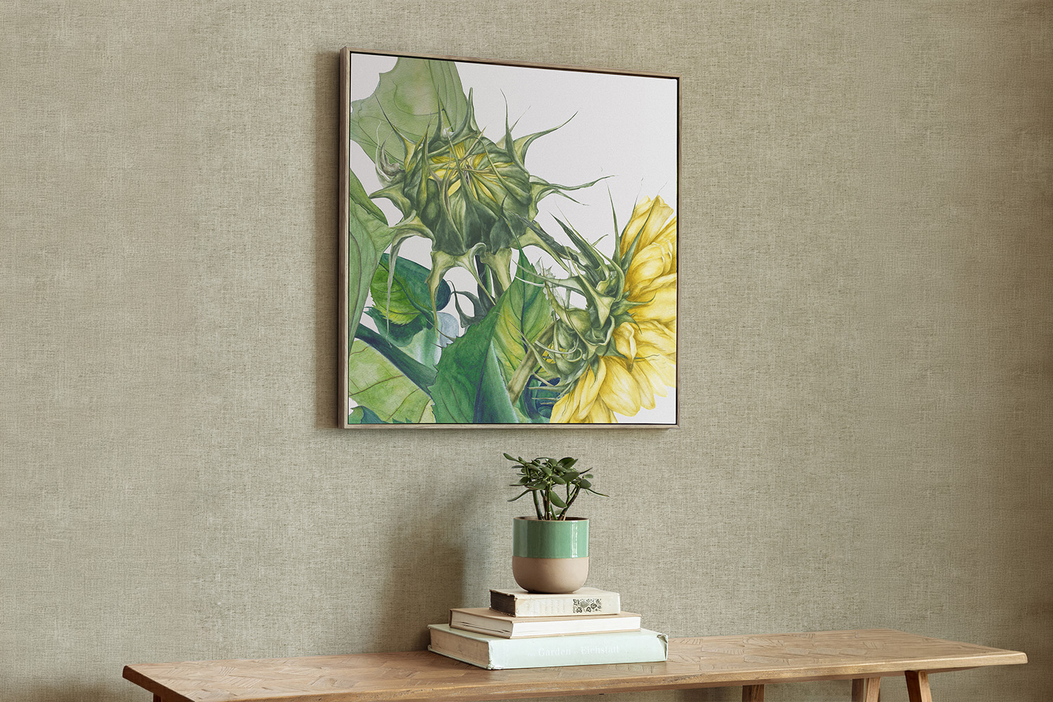 Stone Framed Canvas Wall Art | Fern | 70 x 70 cm