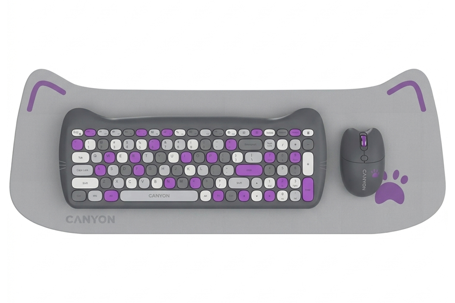 Canyon Wireless Keyboards & Mouse Combo HSET-W6 Kitty Edition | Violet