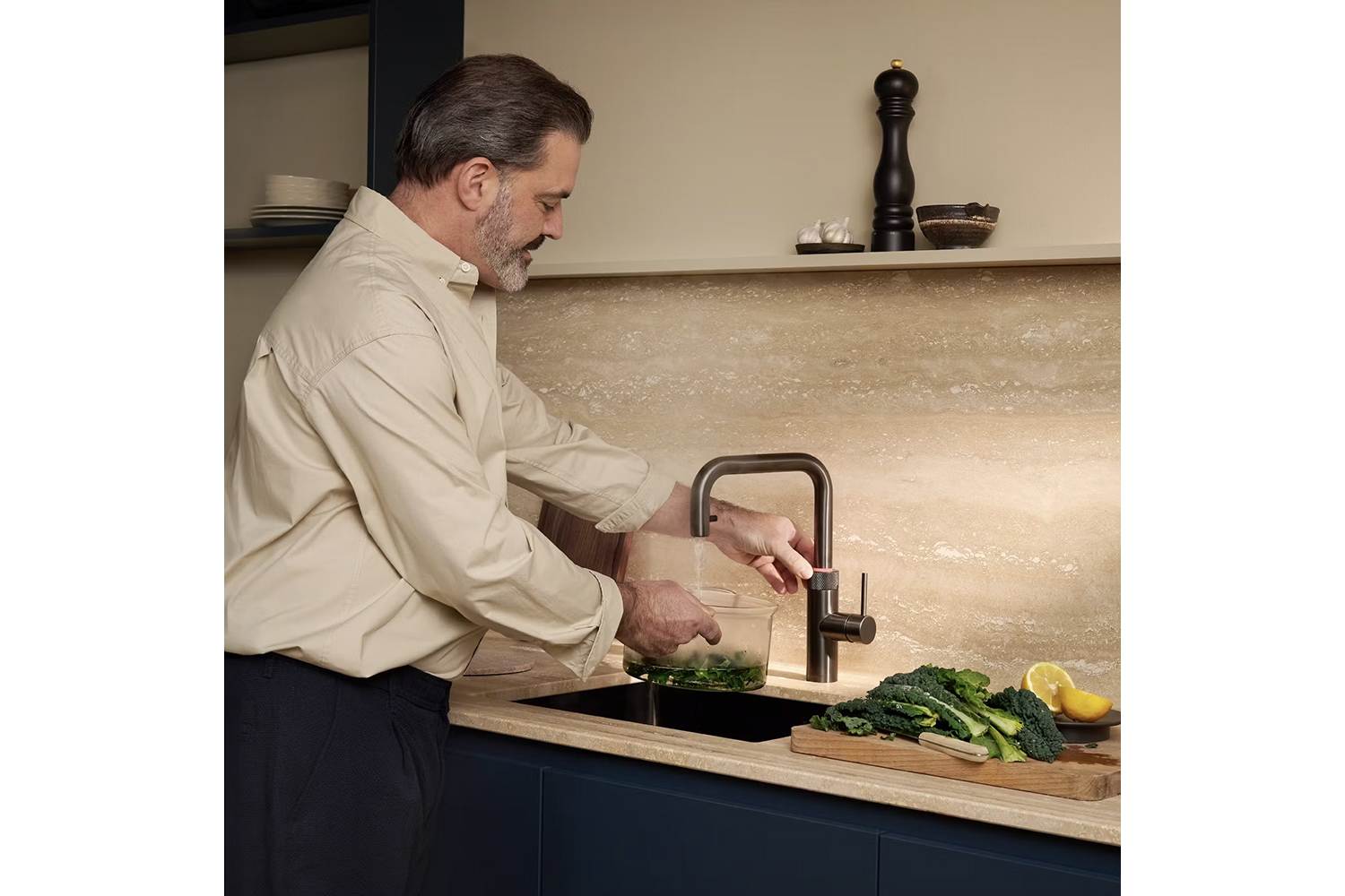 Quooker 3-in-1 Flex Square Tap | Gunmetal | FXSGME