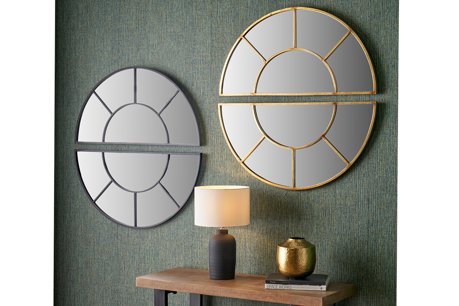 2 Half Moon Wall Mirror | Black