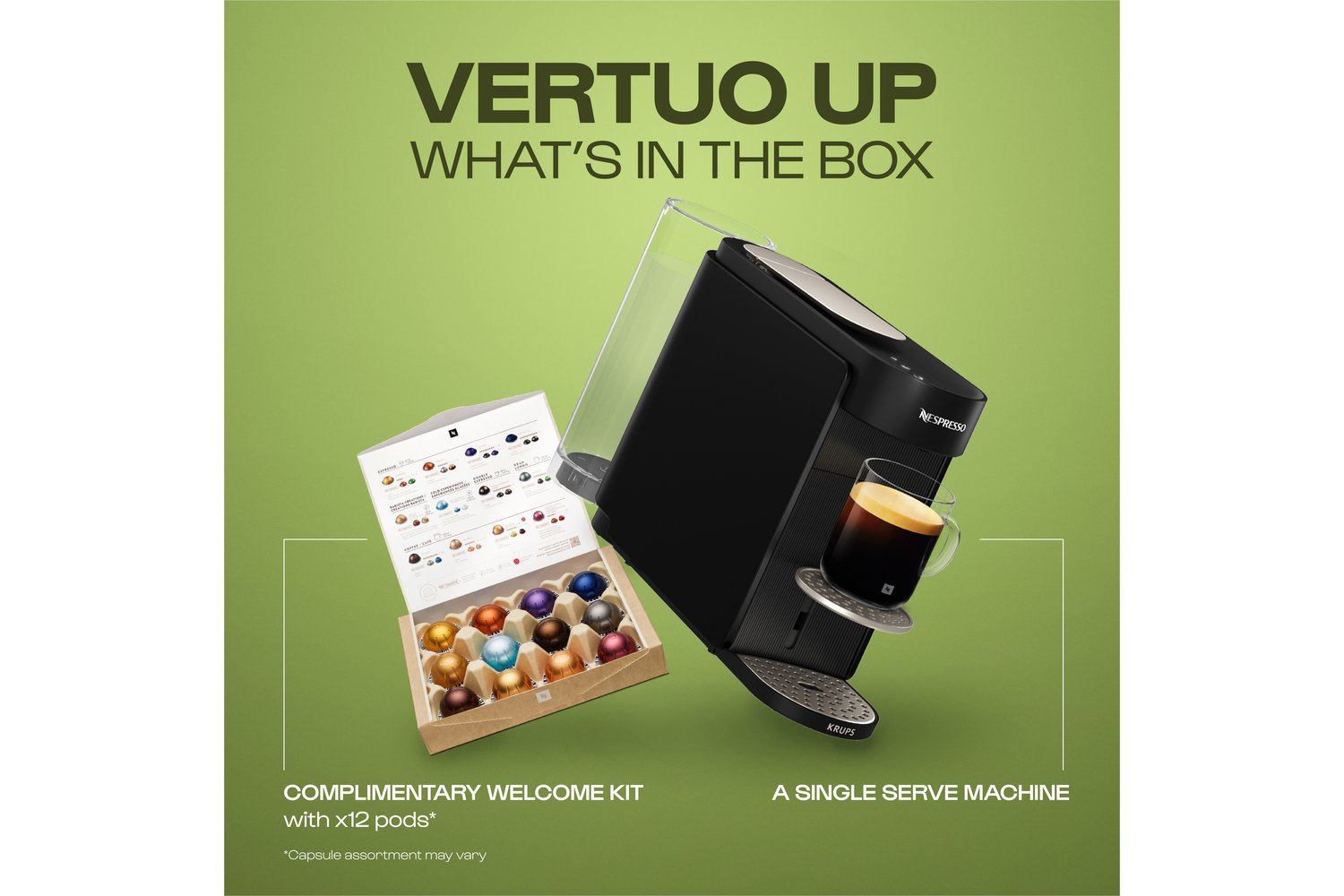 Nespresso Vertuo Up Pod Coffee Machine by Krups | XN9408G0 | Black
