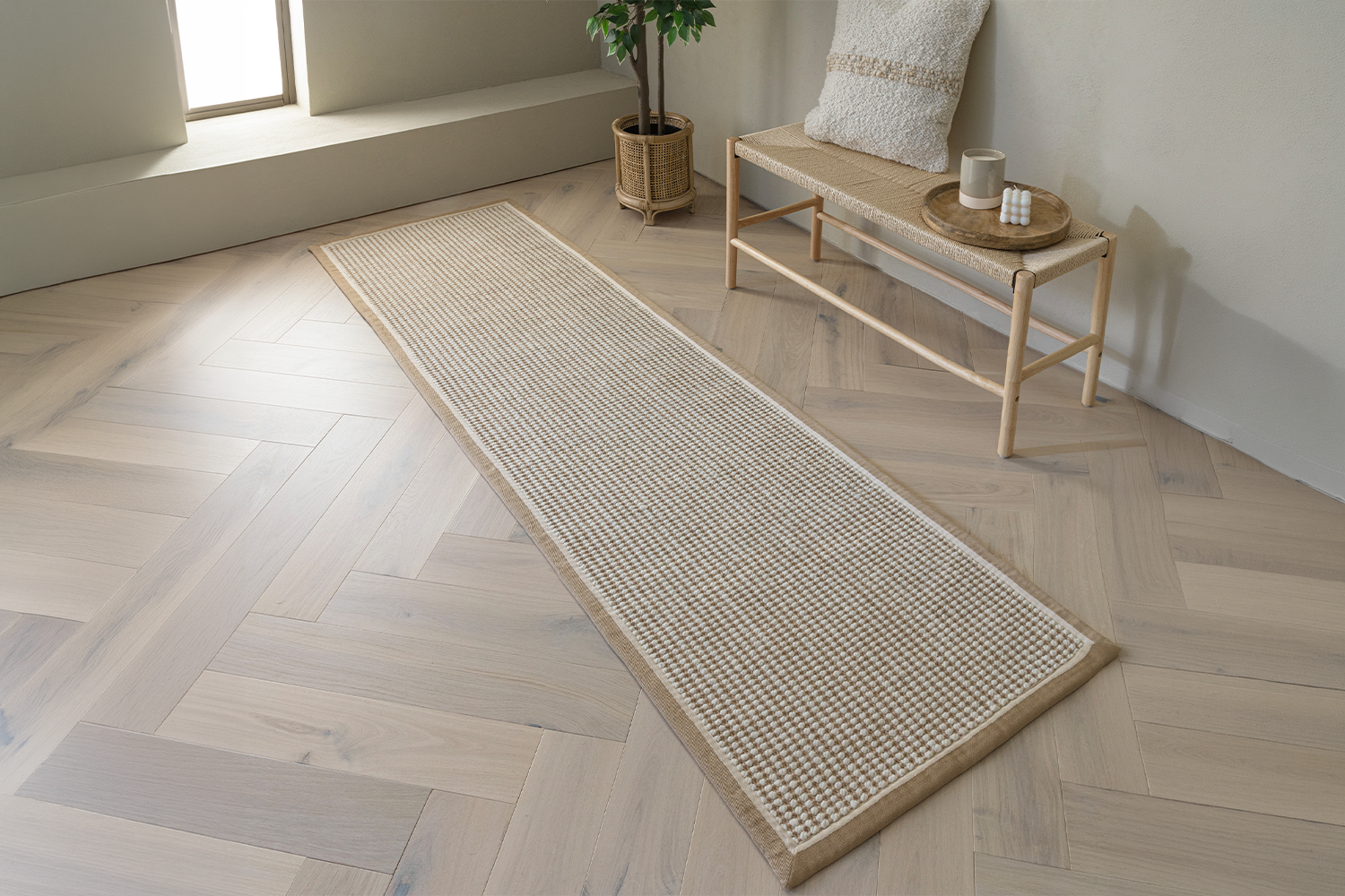 Korra Single Loop Rug | Cream | 240 x 68 cm