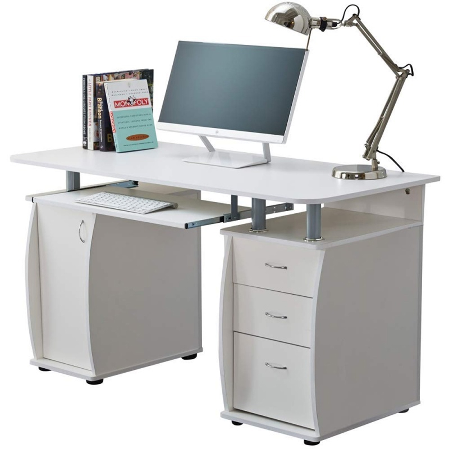 Raygar Deluxe Computer Desk & Cabinet | 3 Drawers | White [Ex-Display DC250635-000008]