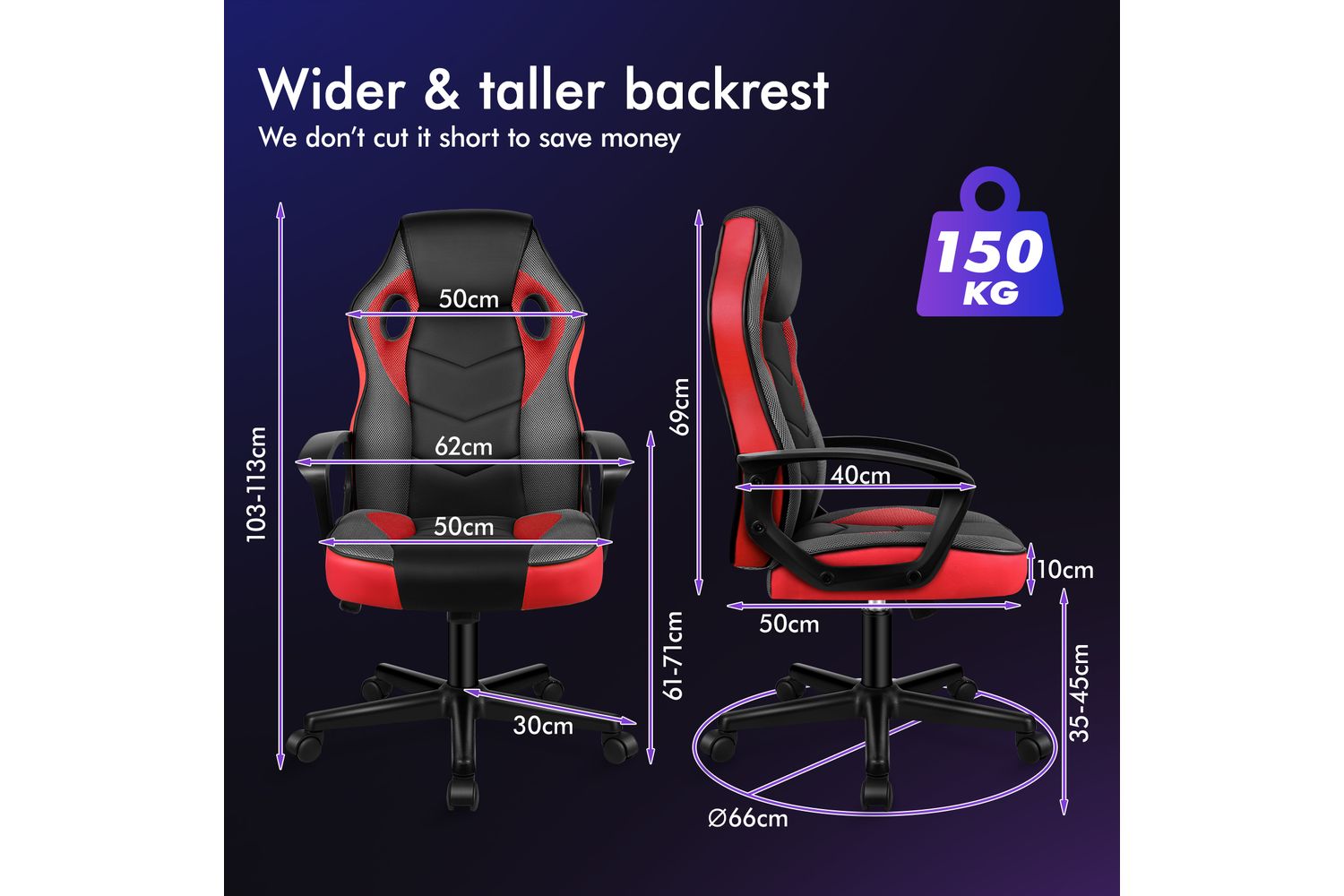 Alfordson Computer Gaming Desk Chair | Ergonomic Pu Leather Mesh | Red ...