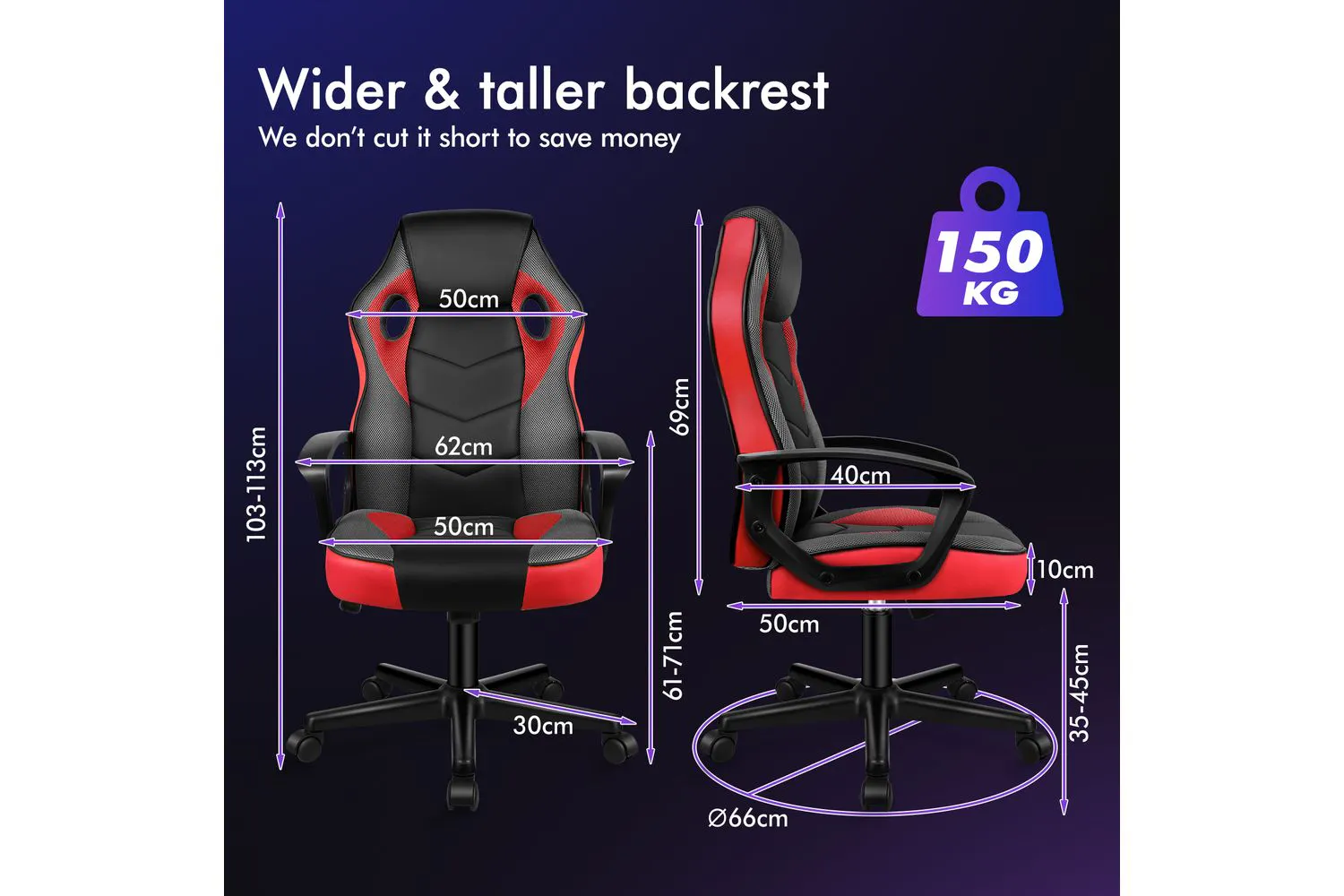 Alfordson Computer Gaming Desk Chair | Ergonomic Pu Leather Mesh | Red ...