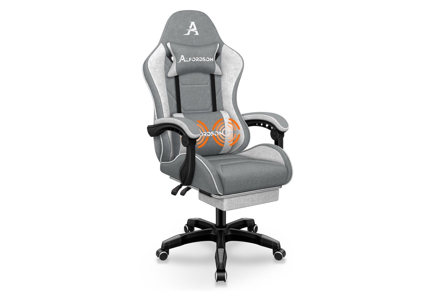 Alfordson Gaming Chair | Swivel Massage Armchair | Linen Fabric | Grey Splicing