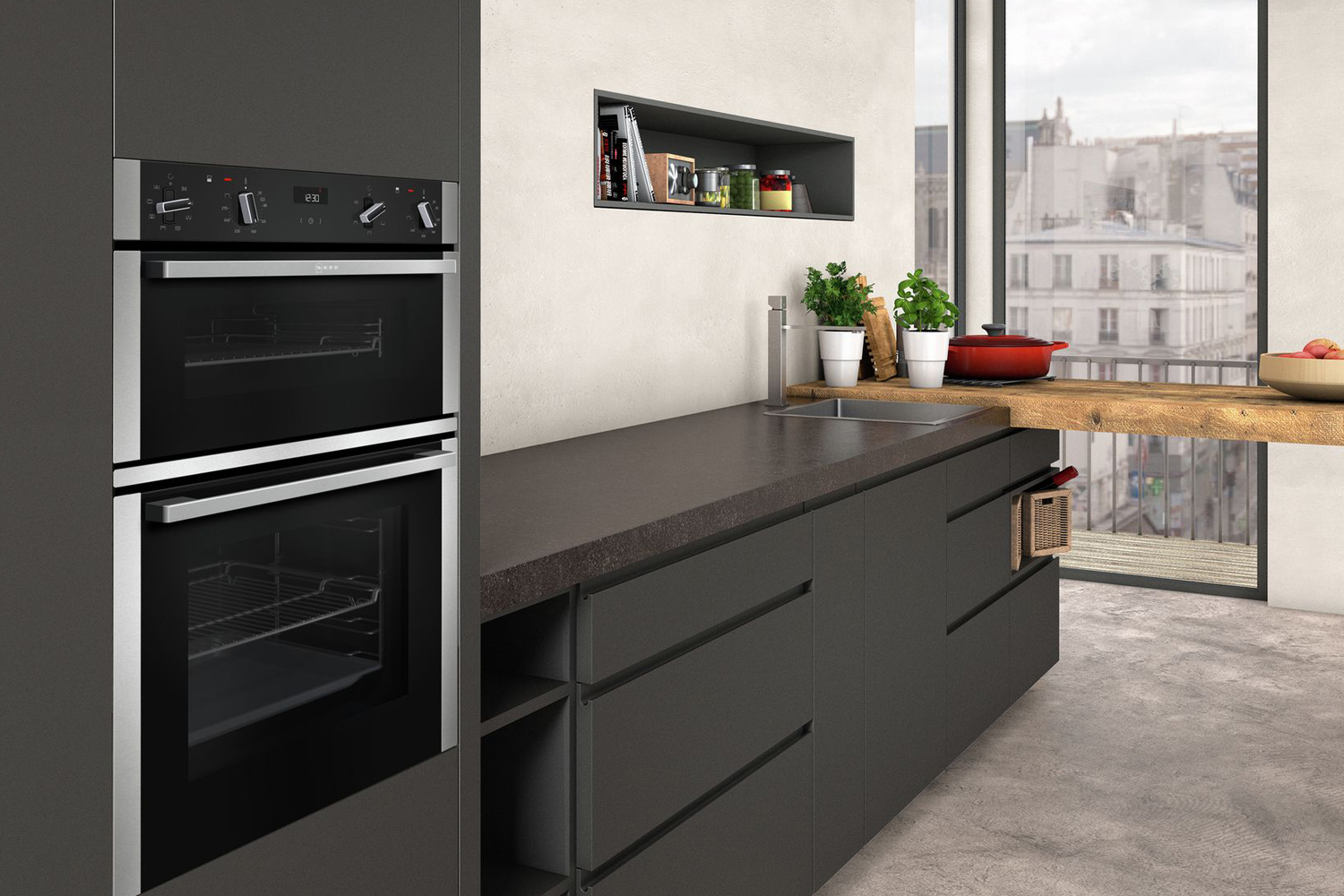 Neff white built on sale in double ovens