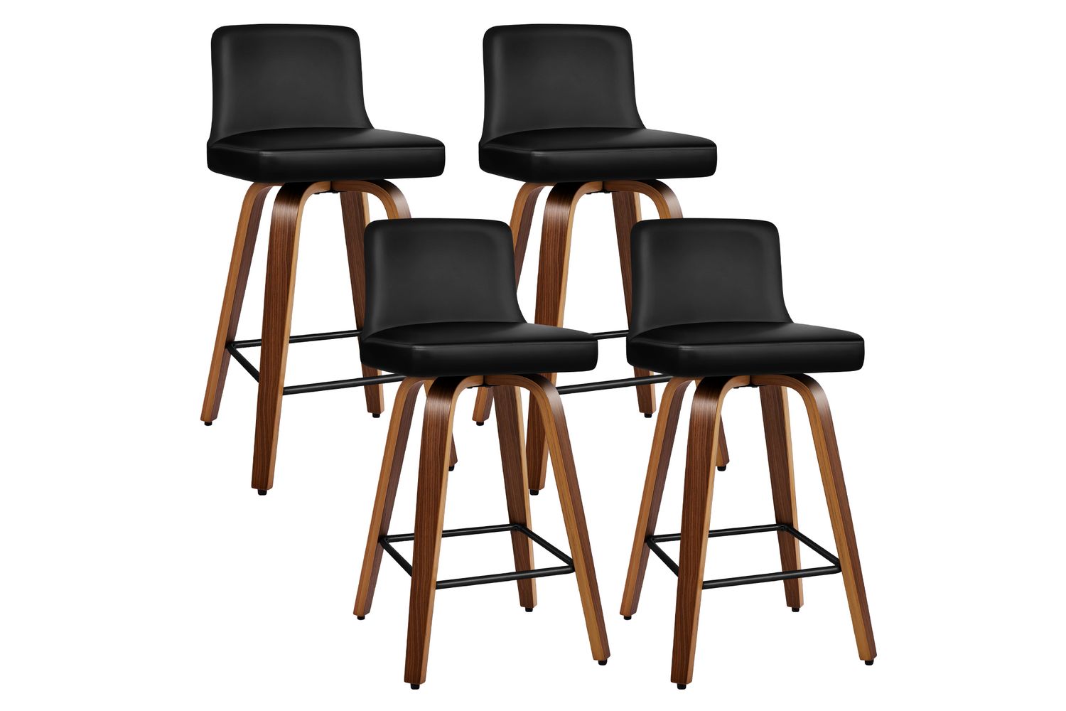 Alfordson Swivel Bar Stools Set Of 4 | Padded Backrest | Wooden Legs