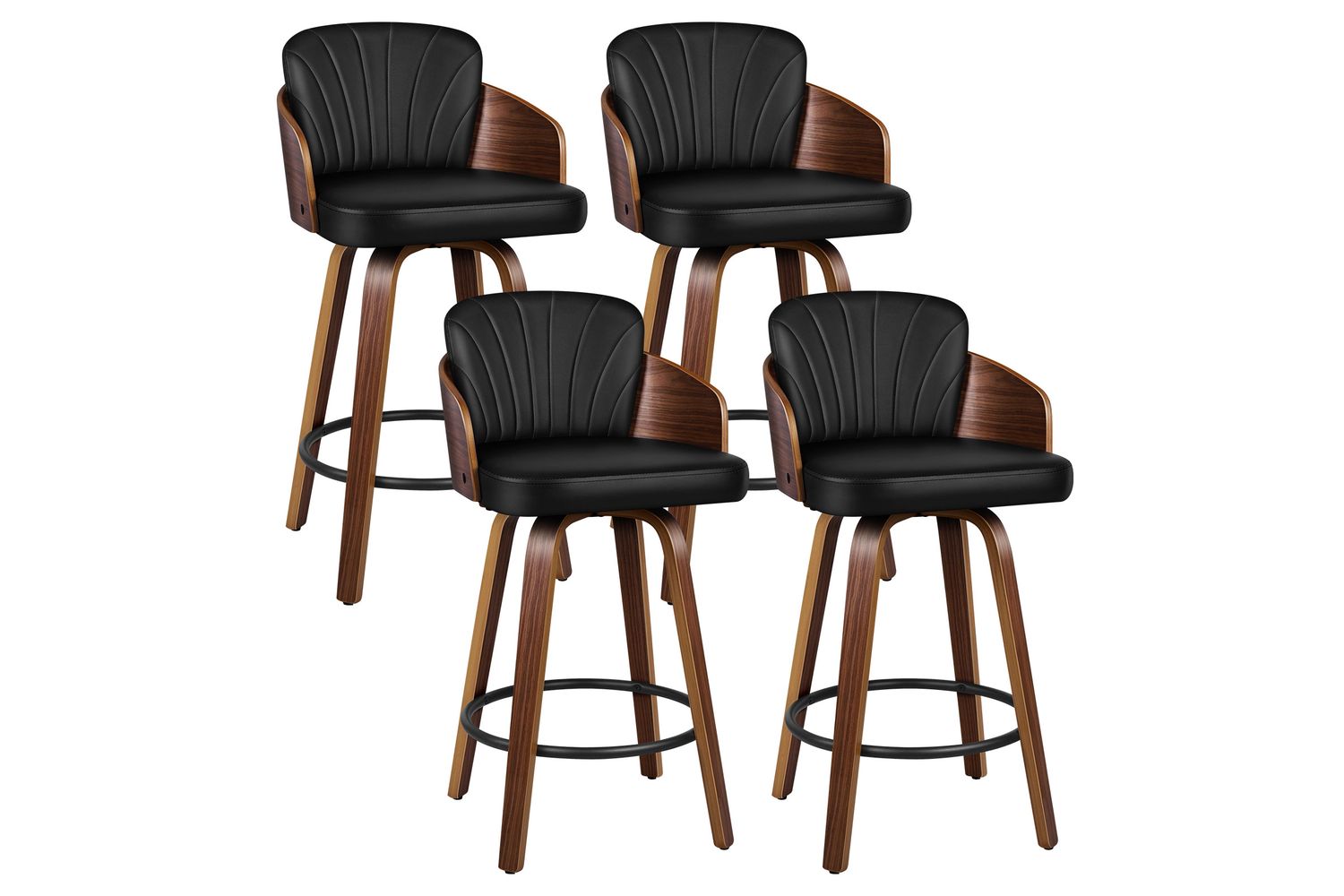 Alfordson Set Of 4 Swivel Bar Stools | Bar Stools | Wooden Legs