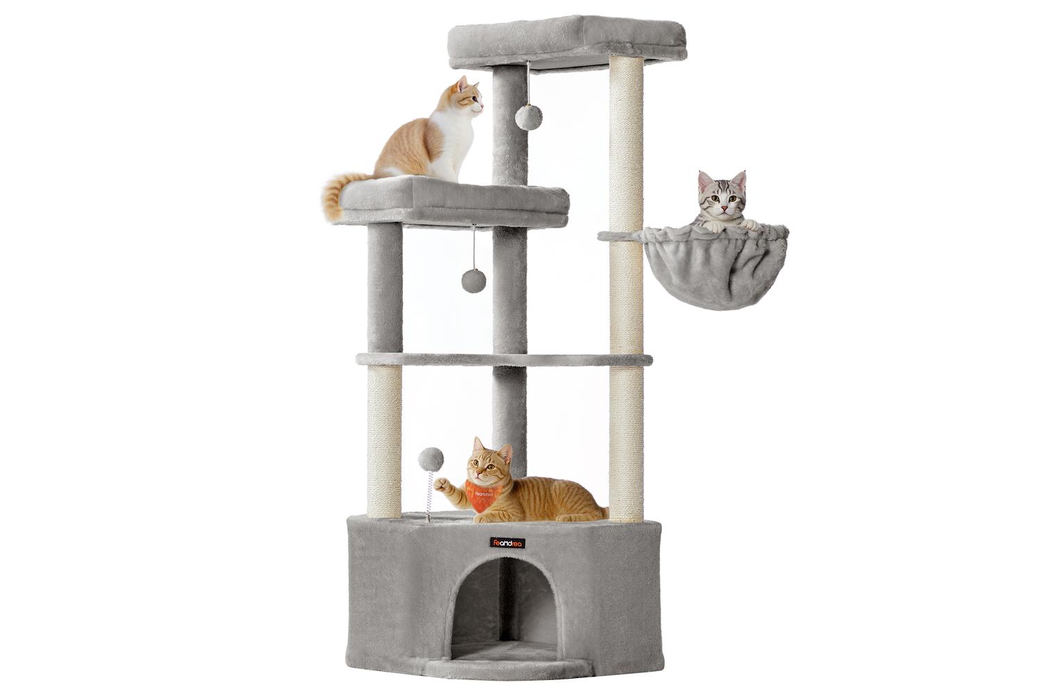 Feandrea Cat Tree | Cat Tree | Particleboard Plush Sisal | 140.7 Cm