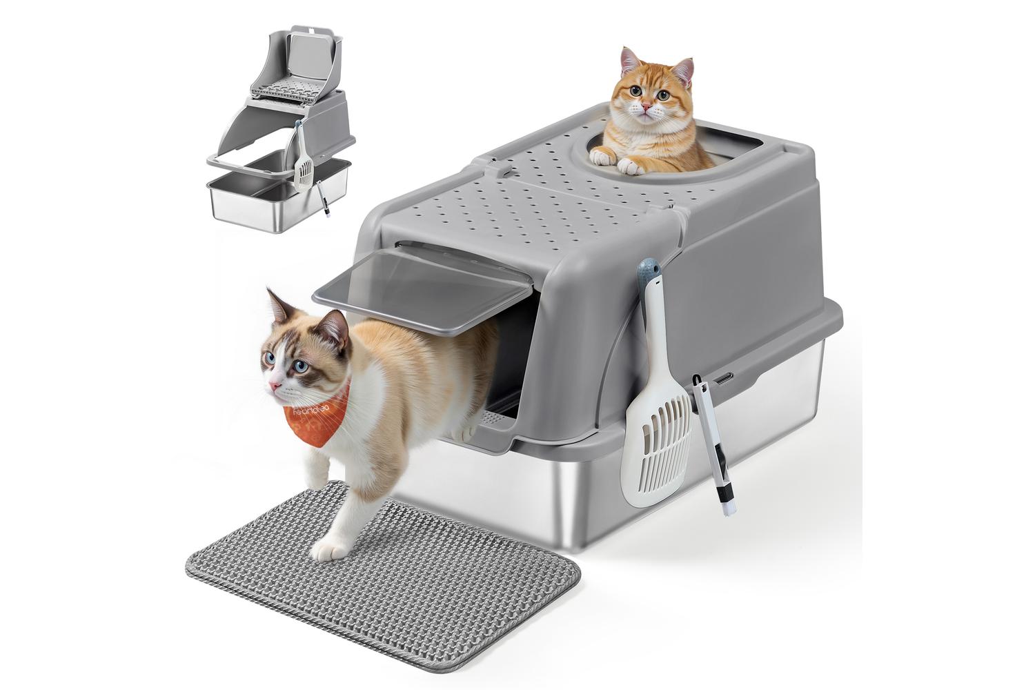Feandrea Stainless Steel Cat Litter Box | Cat Litter Box | Stainless Steel | Extra Large