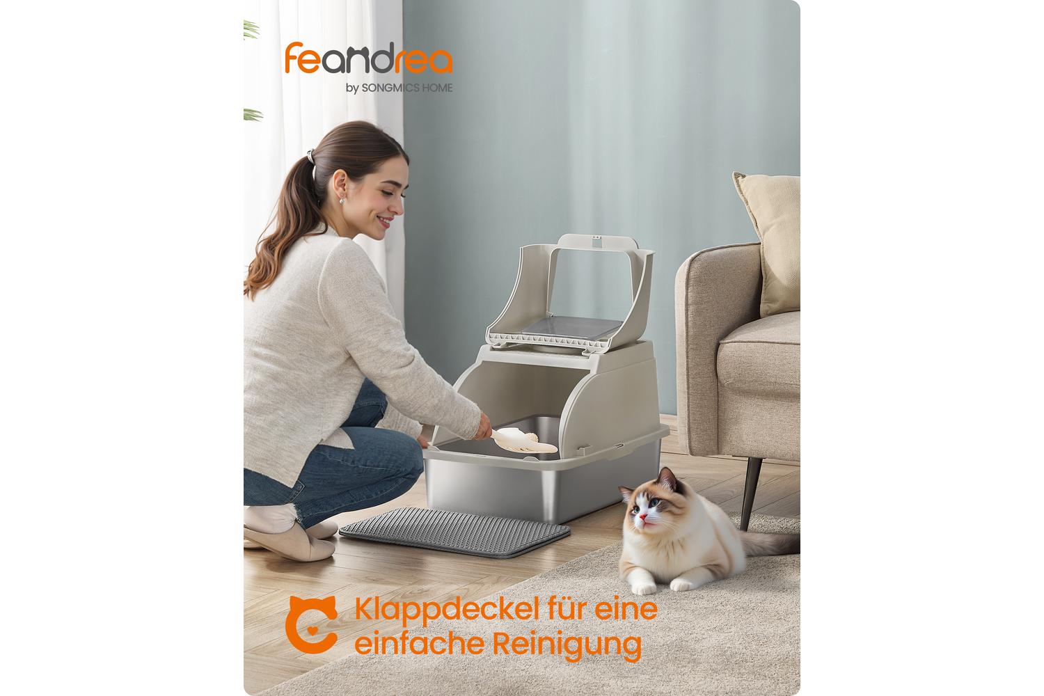 Feandrea Stainless Steel Cat Litter Box | Cat Litter Box | Stainless Steel | Extra Large