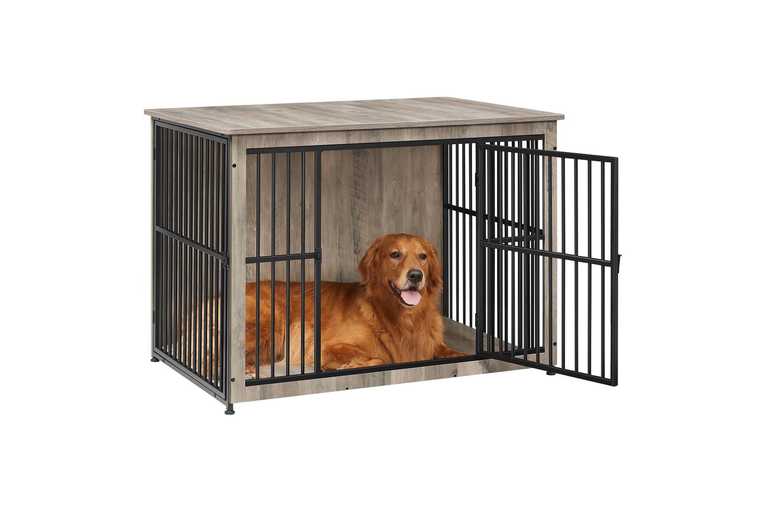 Feandrea Dog Crate Furniture | Dog Crate | Particle Board And Steel | Large