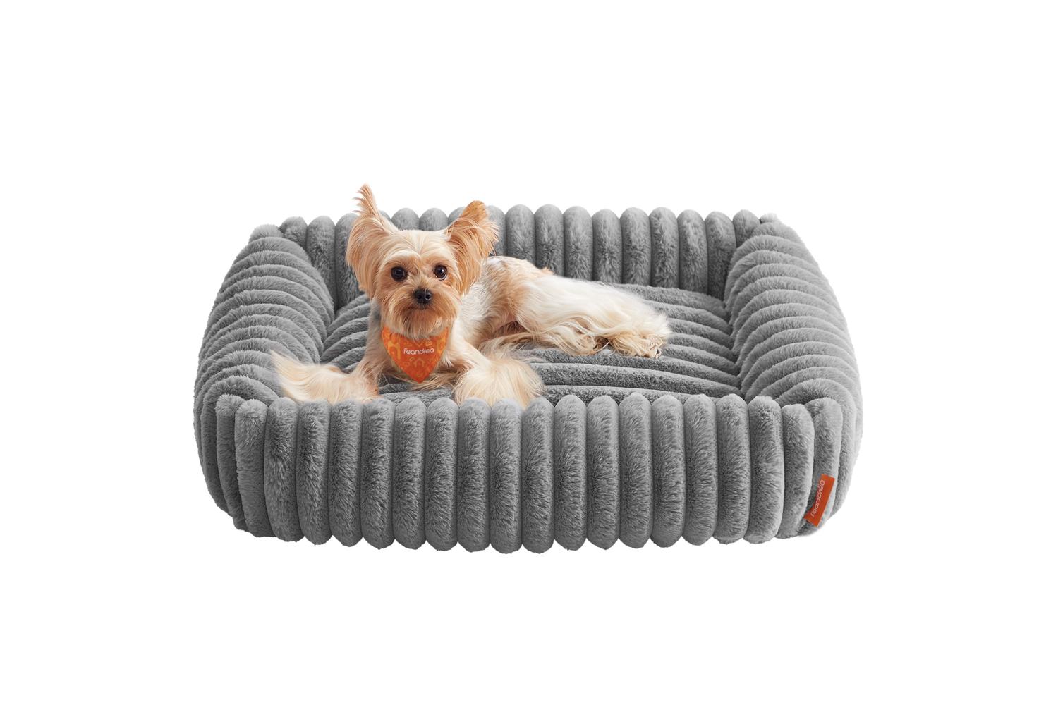 Feandrea Dog Bed | Dog Bed | Ribbed Faux Rabbit Fur | 71 X 55 X 18 Cm