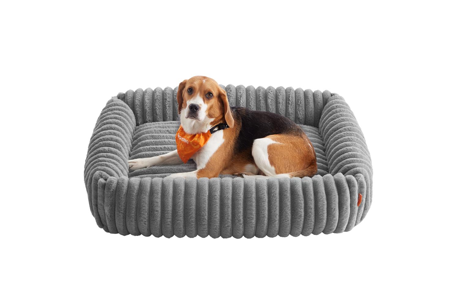 Feandrea Dog Bed | Dog Bed | Ribbed Faux Rabbit Fur | 91 X 68 X 18 Cm