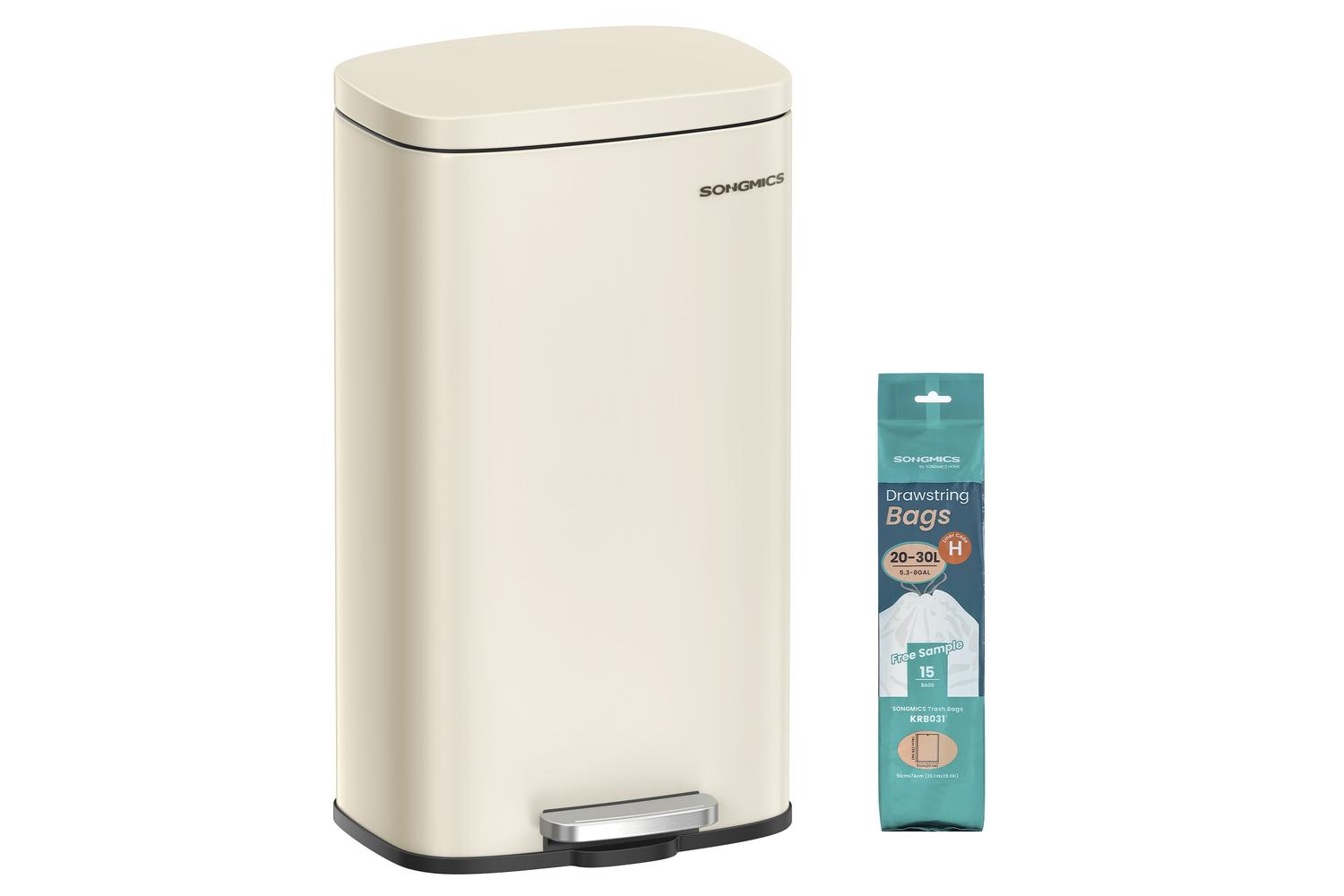 Songmics Trash Can | Rubbish Bin | Steel | 30l